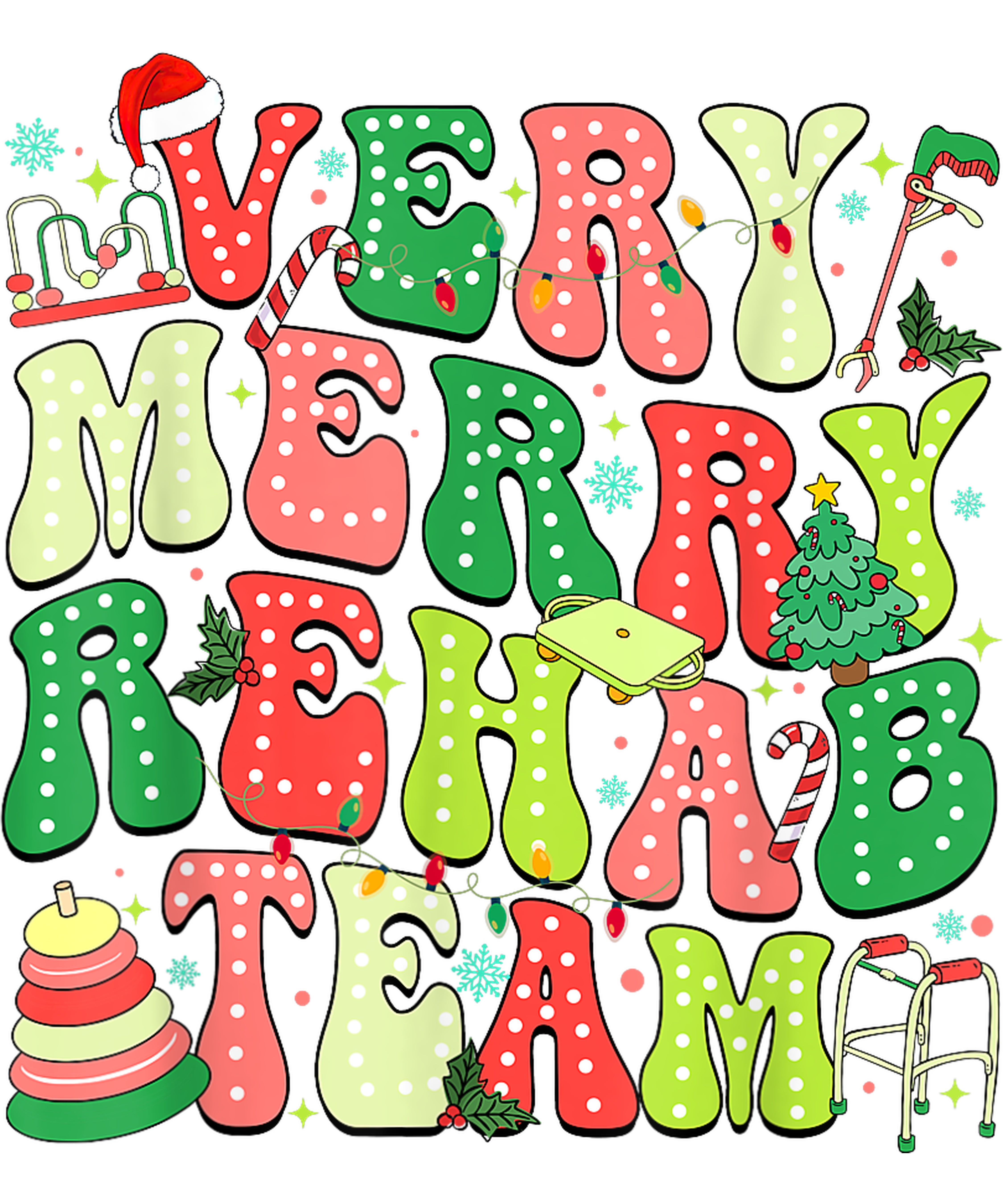 Merry Merry Rehab Team Christmas DTF Transfer