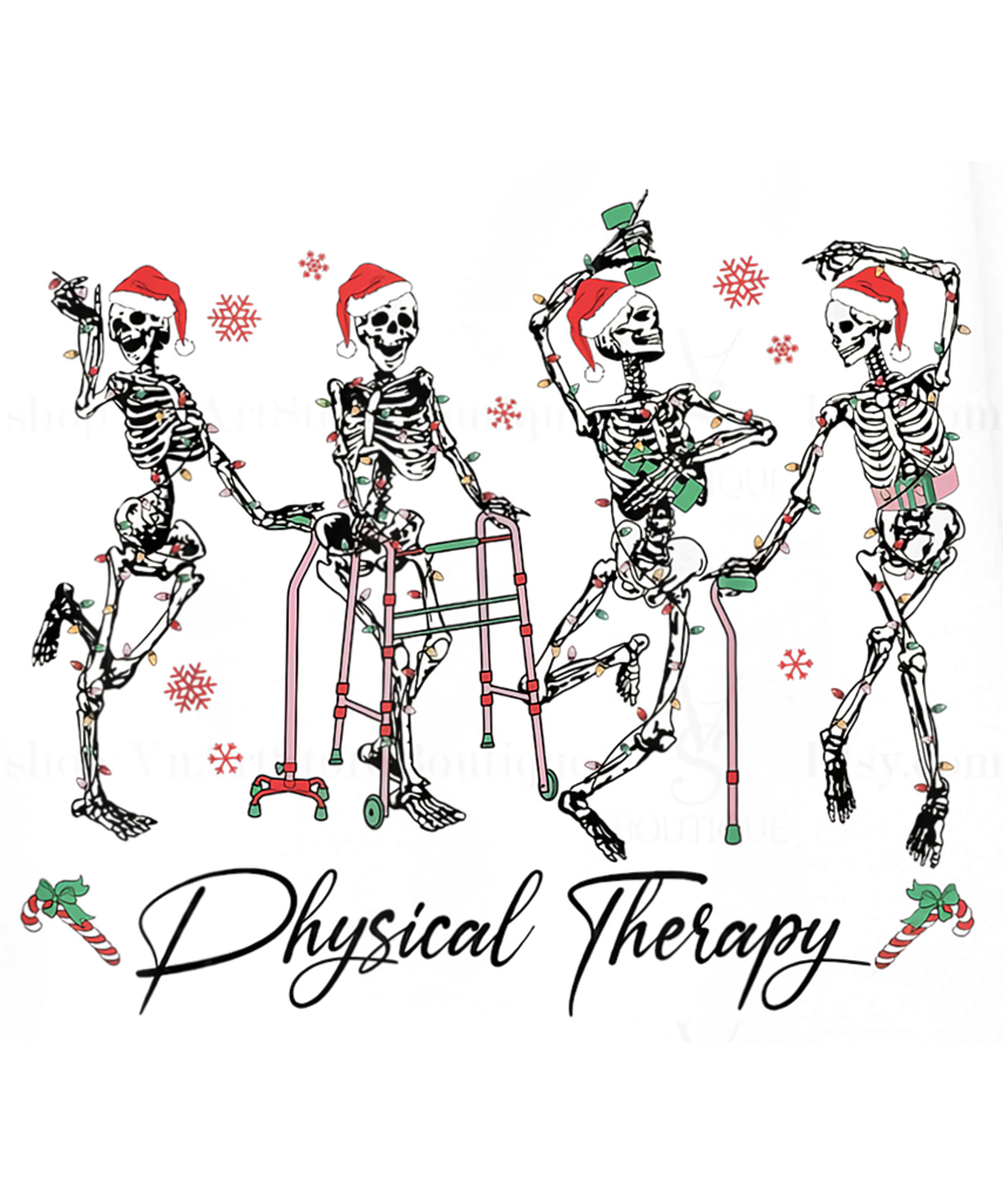 Christmas Physical Therapy Skeleton DTF Transfer