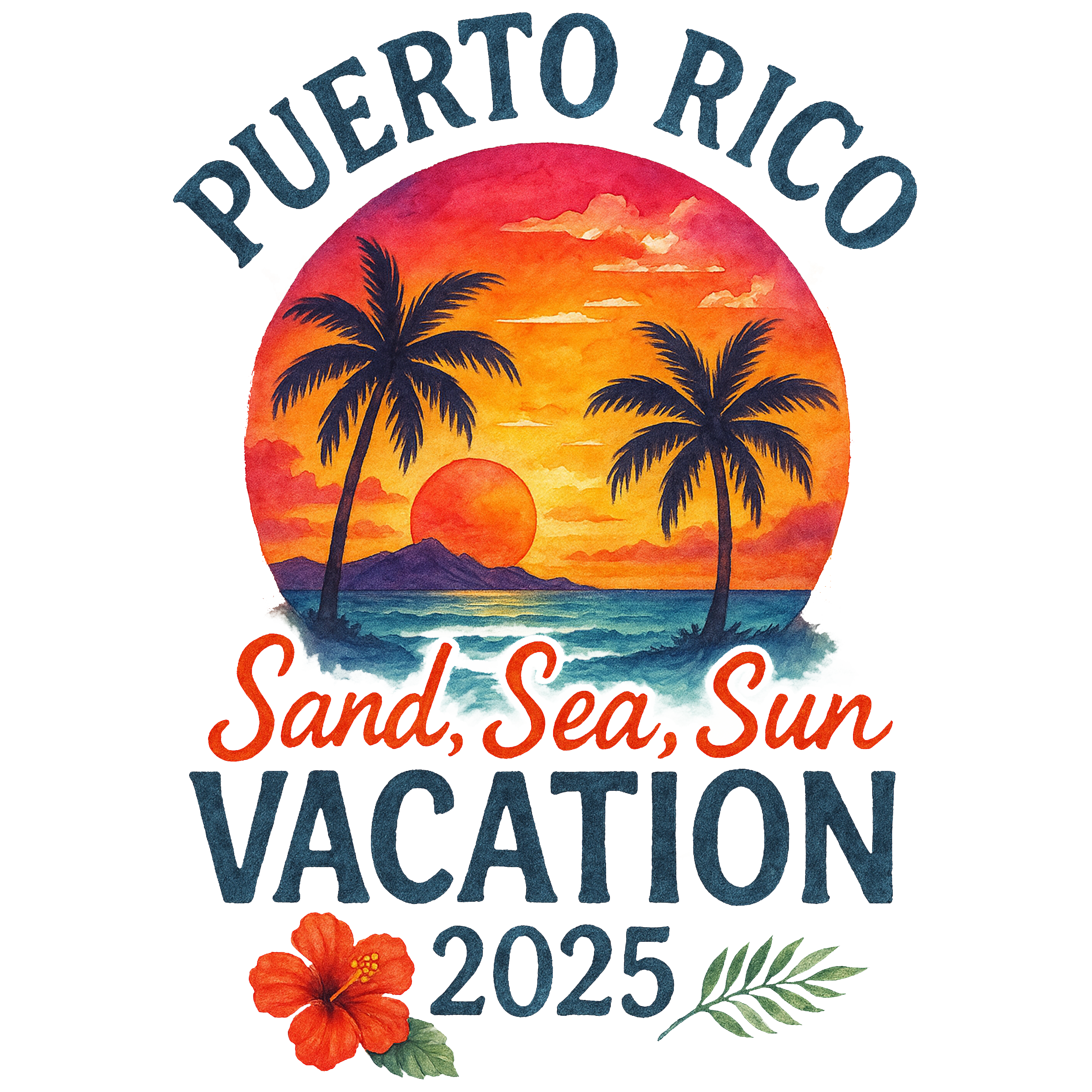 Puerto Rico Sun Vacation 2025 DTF Transfer