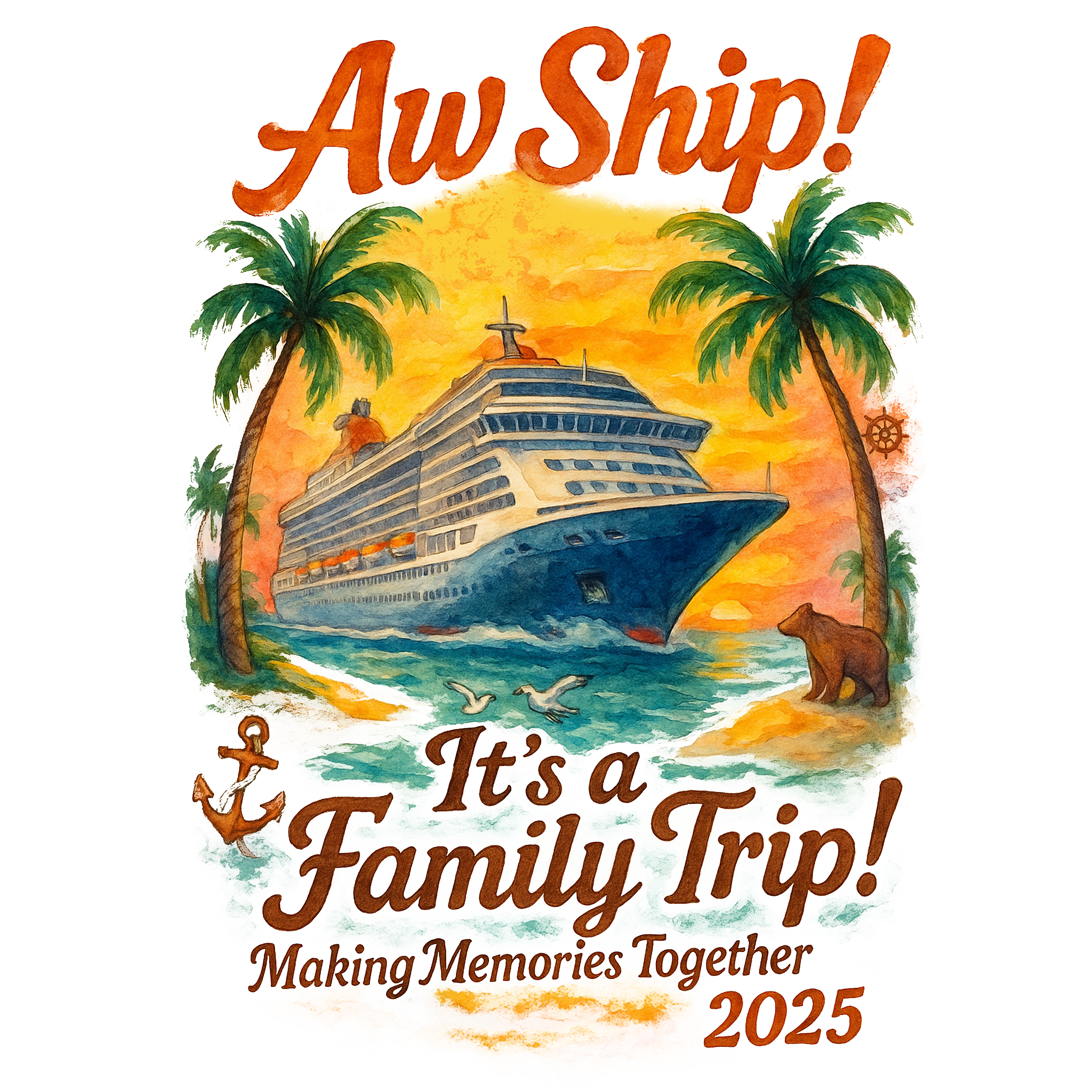 Aw Ship Its A Family Trip DTF Transfer