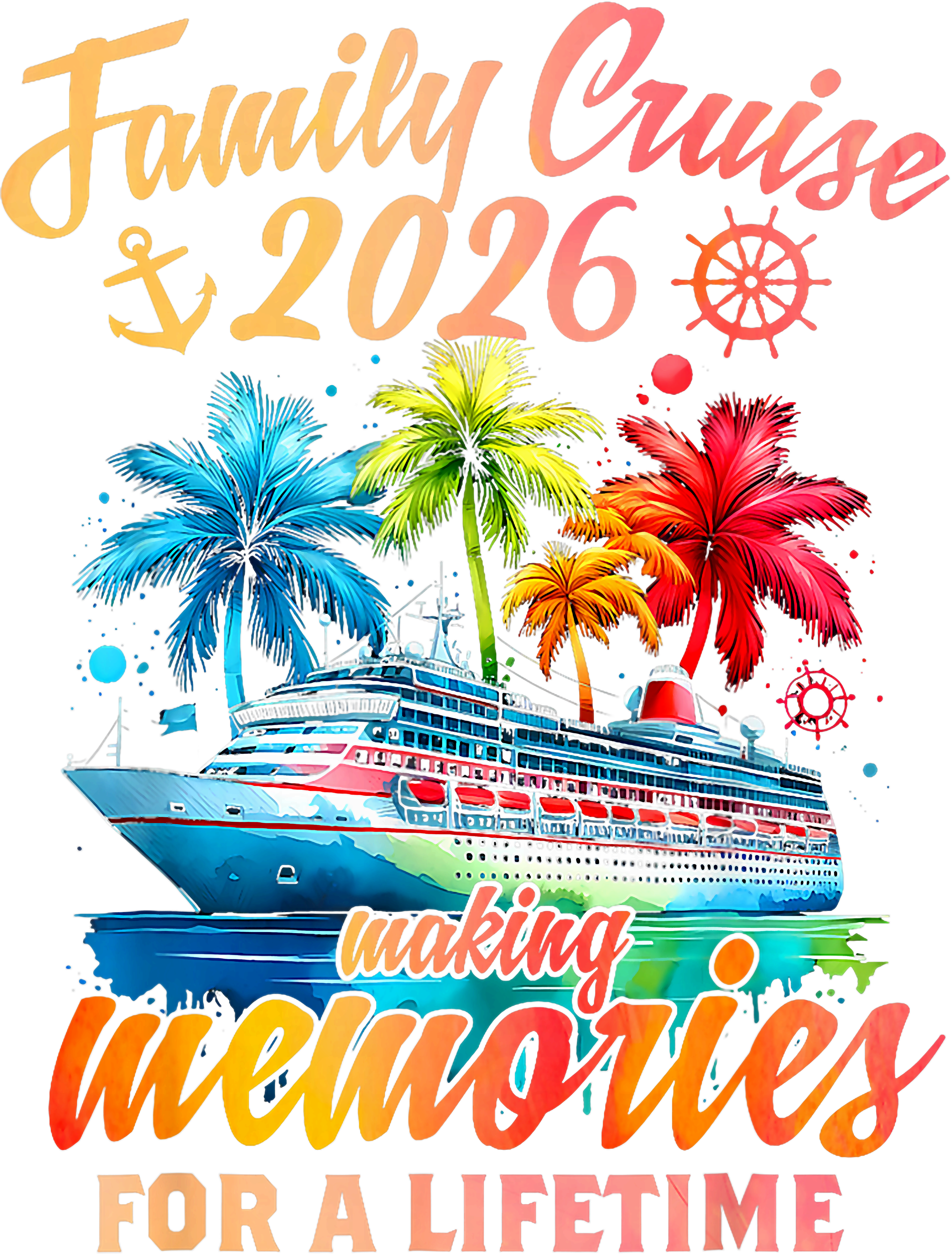Colorful Family Cruise Memories DTF Transfer
