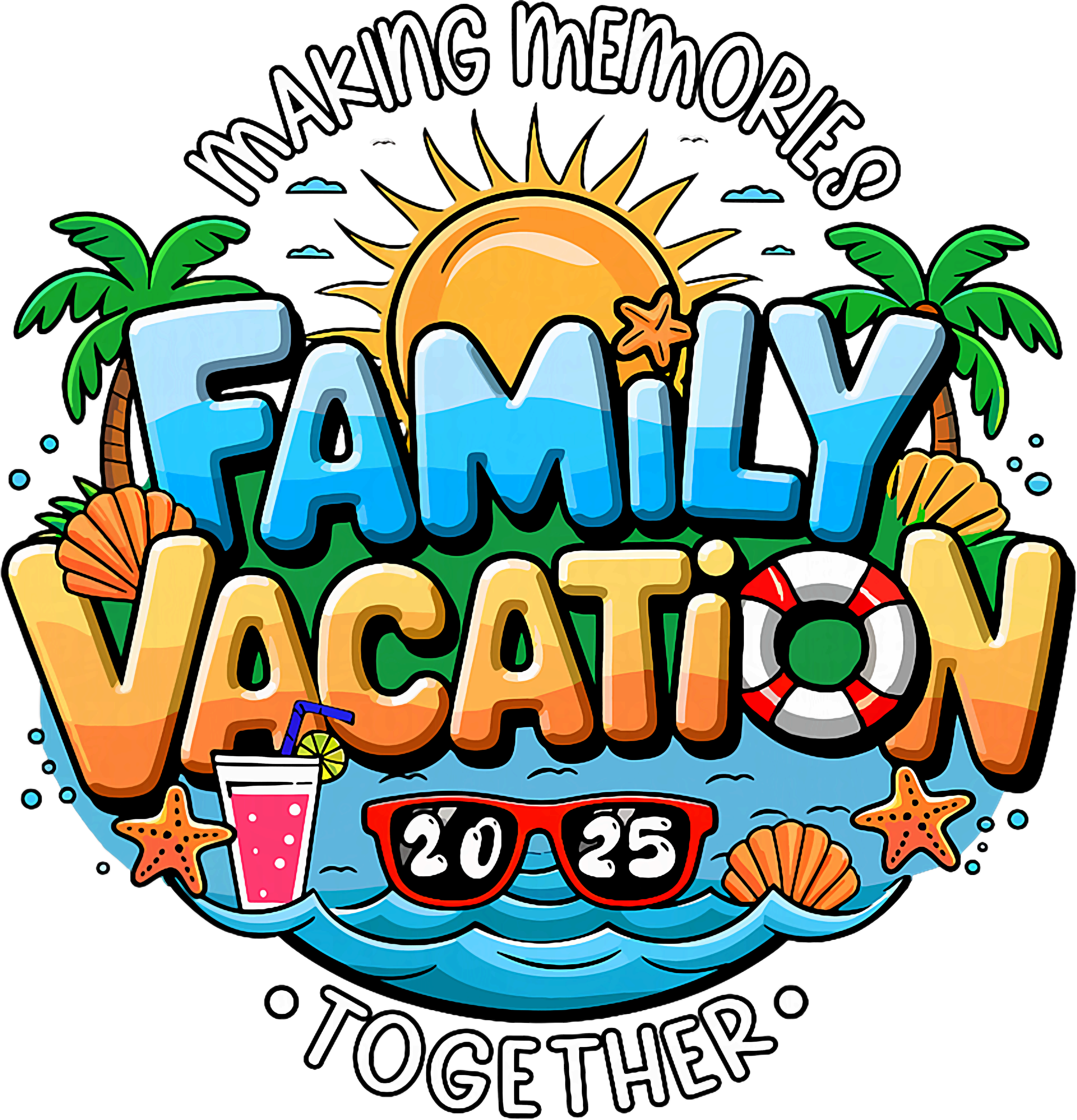 Family Beach Vacation Together DTF Transfer