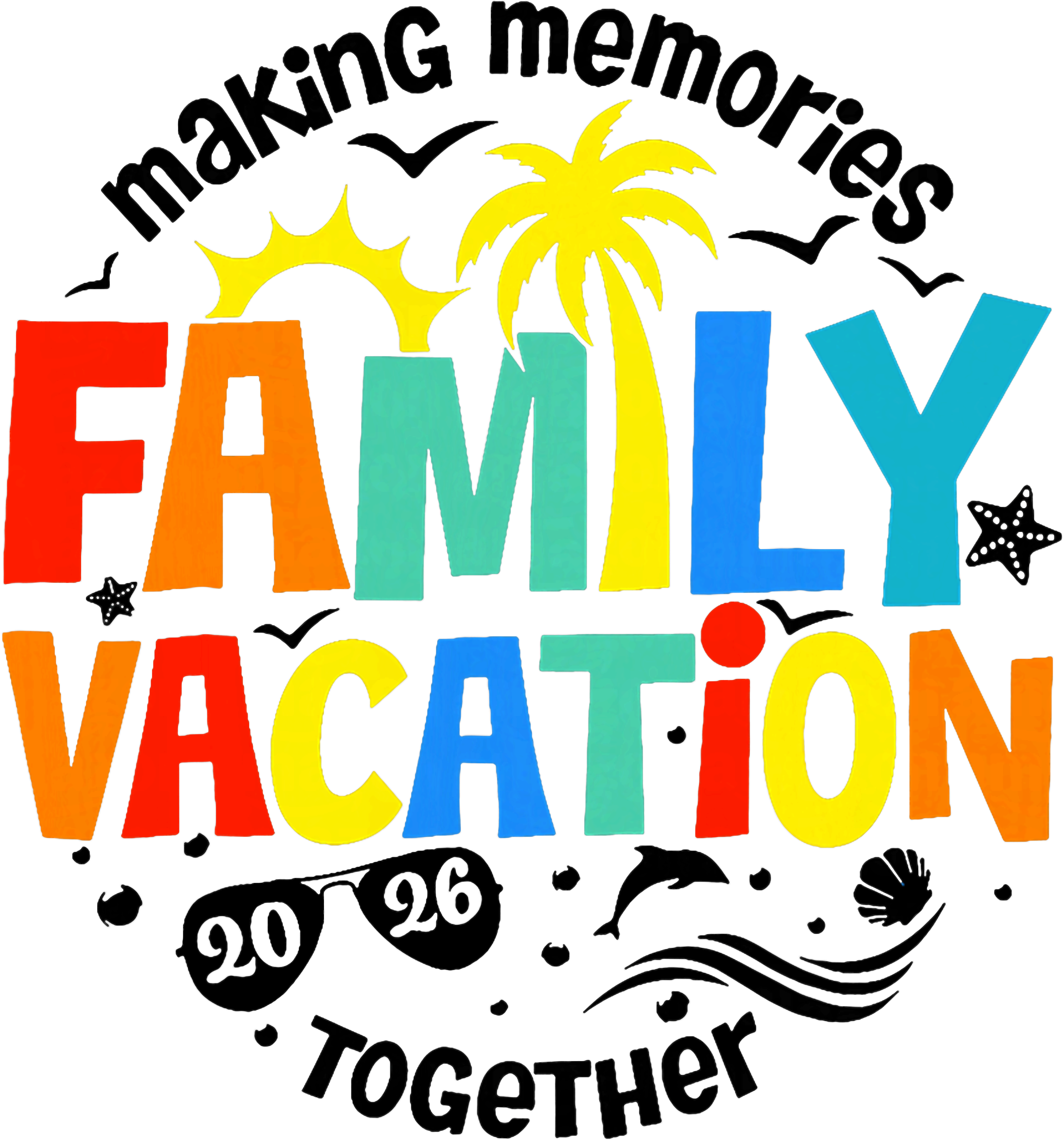 Colorful Family Vacation Memories DTF Transfer