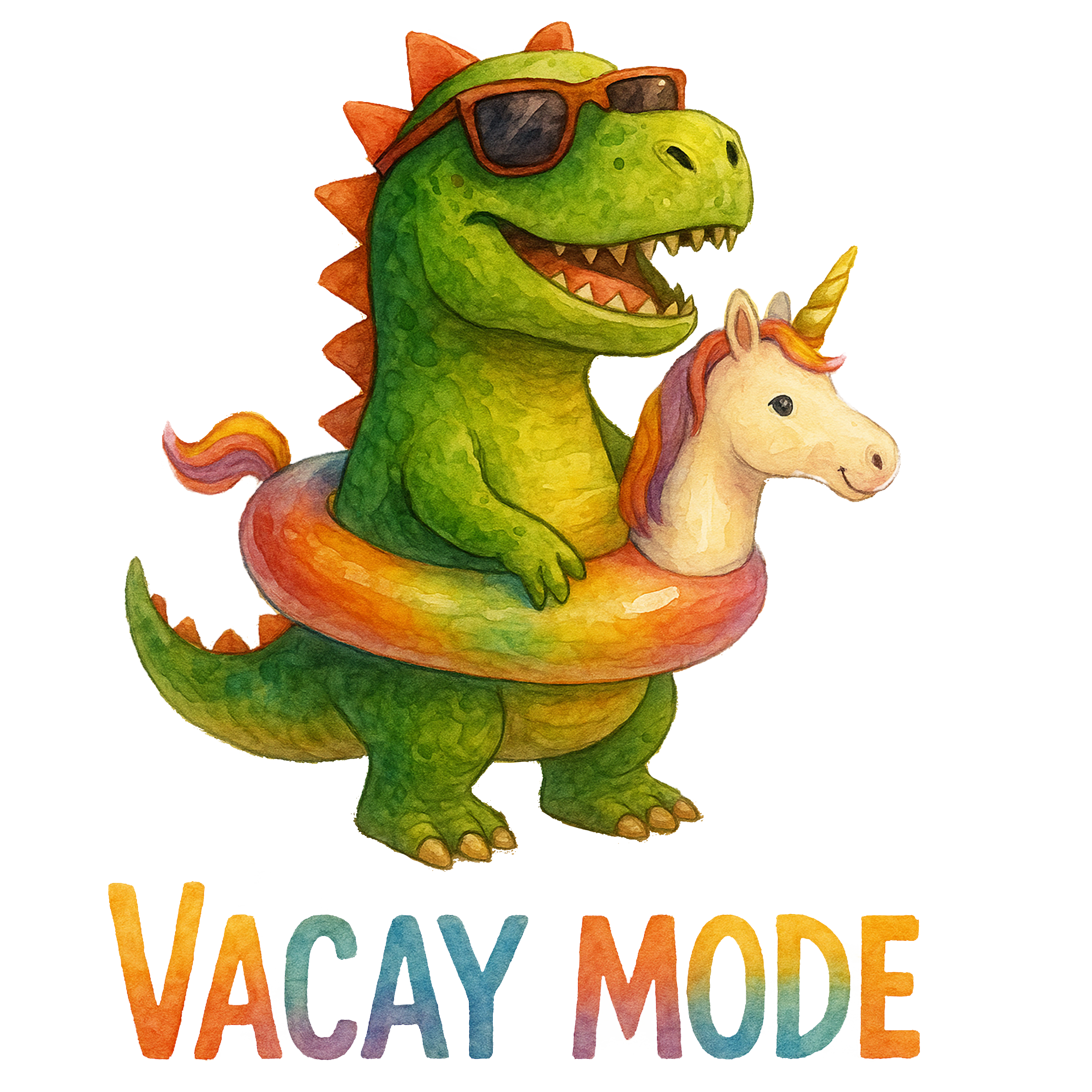 Vacay Mode Dinosaur Unicorn Float DTF Transfer
