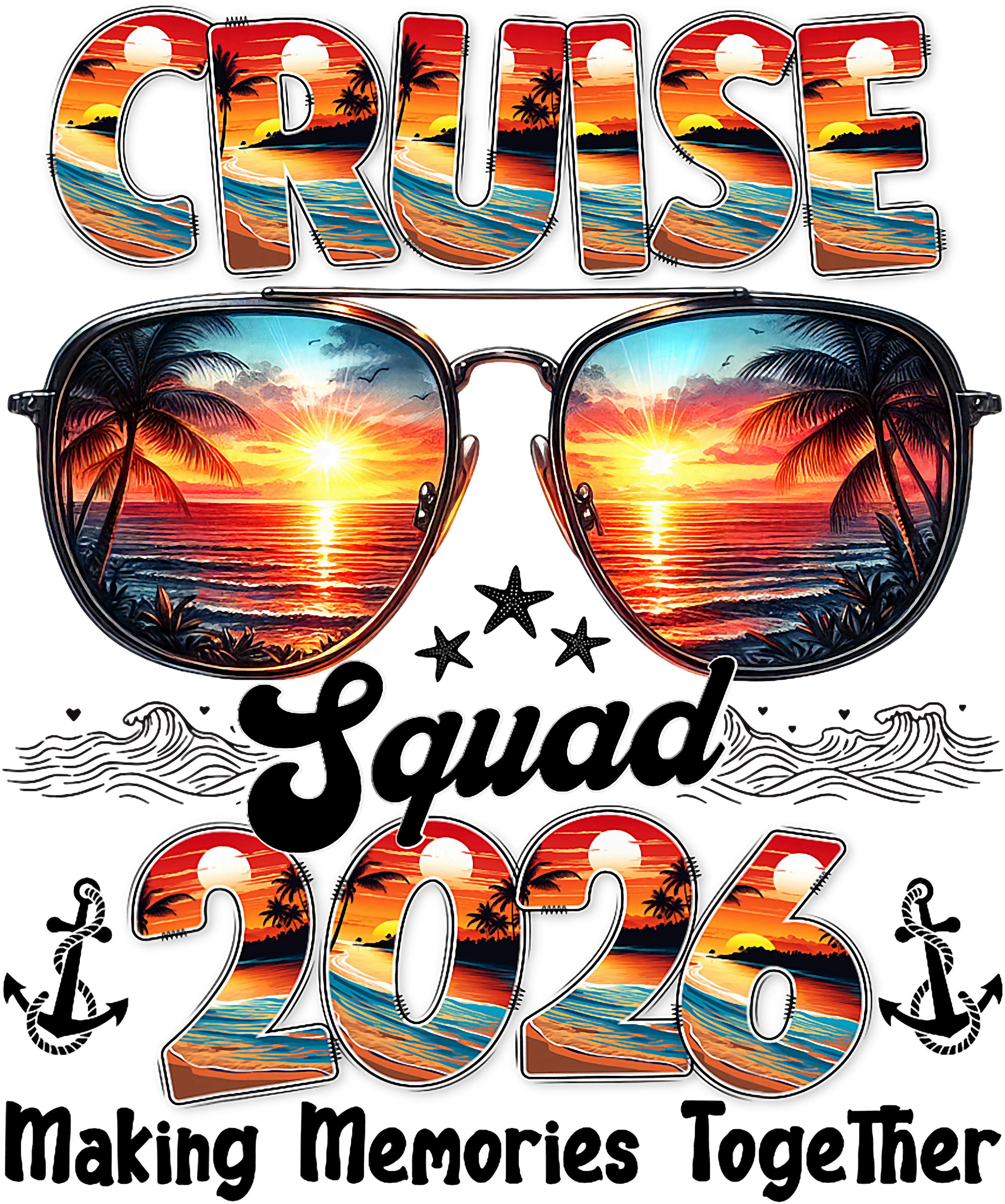 Sunset Cruise Squad DTF Transfer