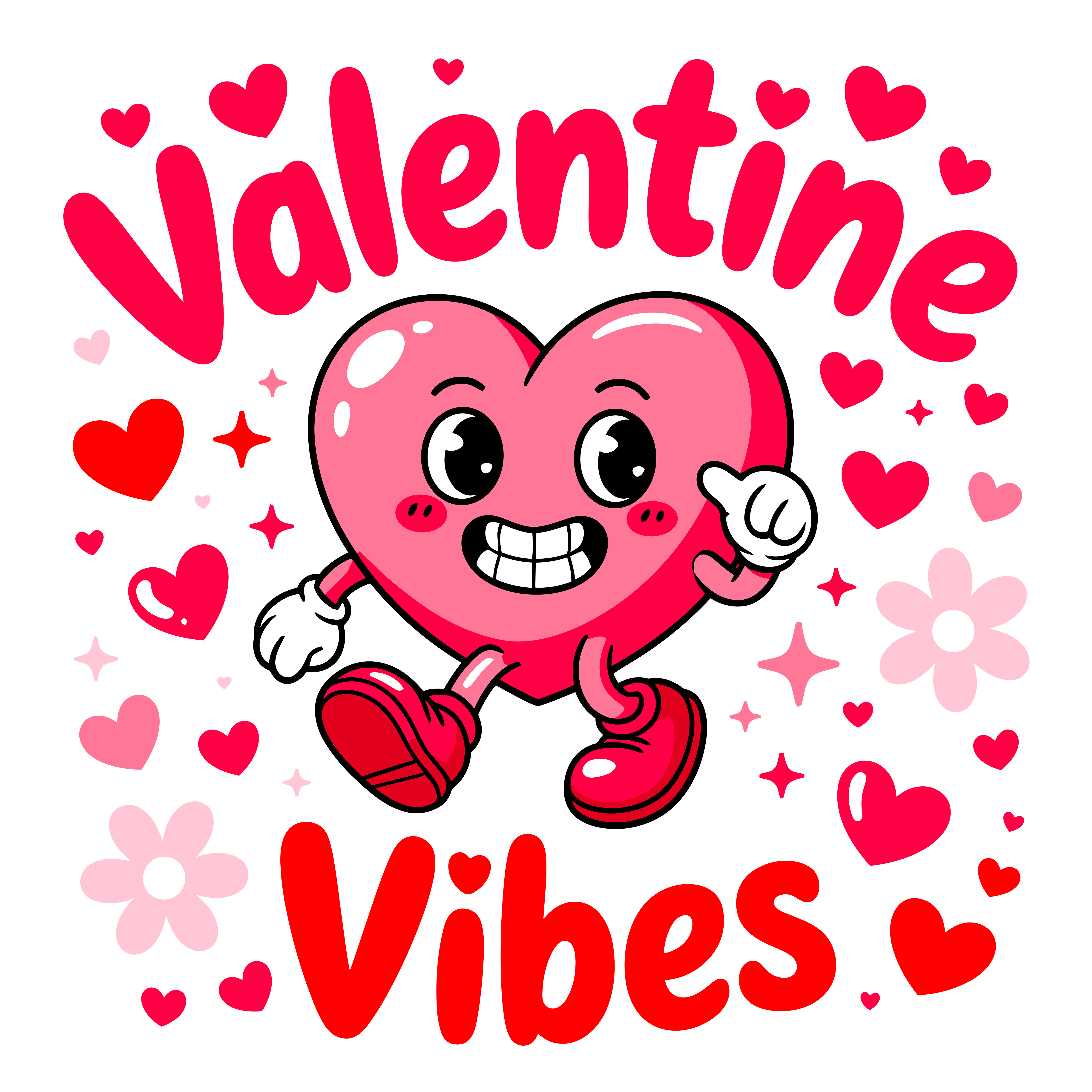 Valentine Vibes Heart Character DTF Transfer