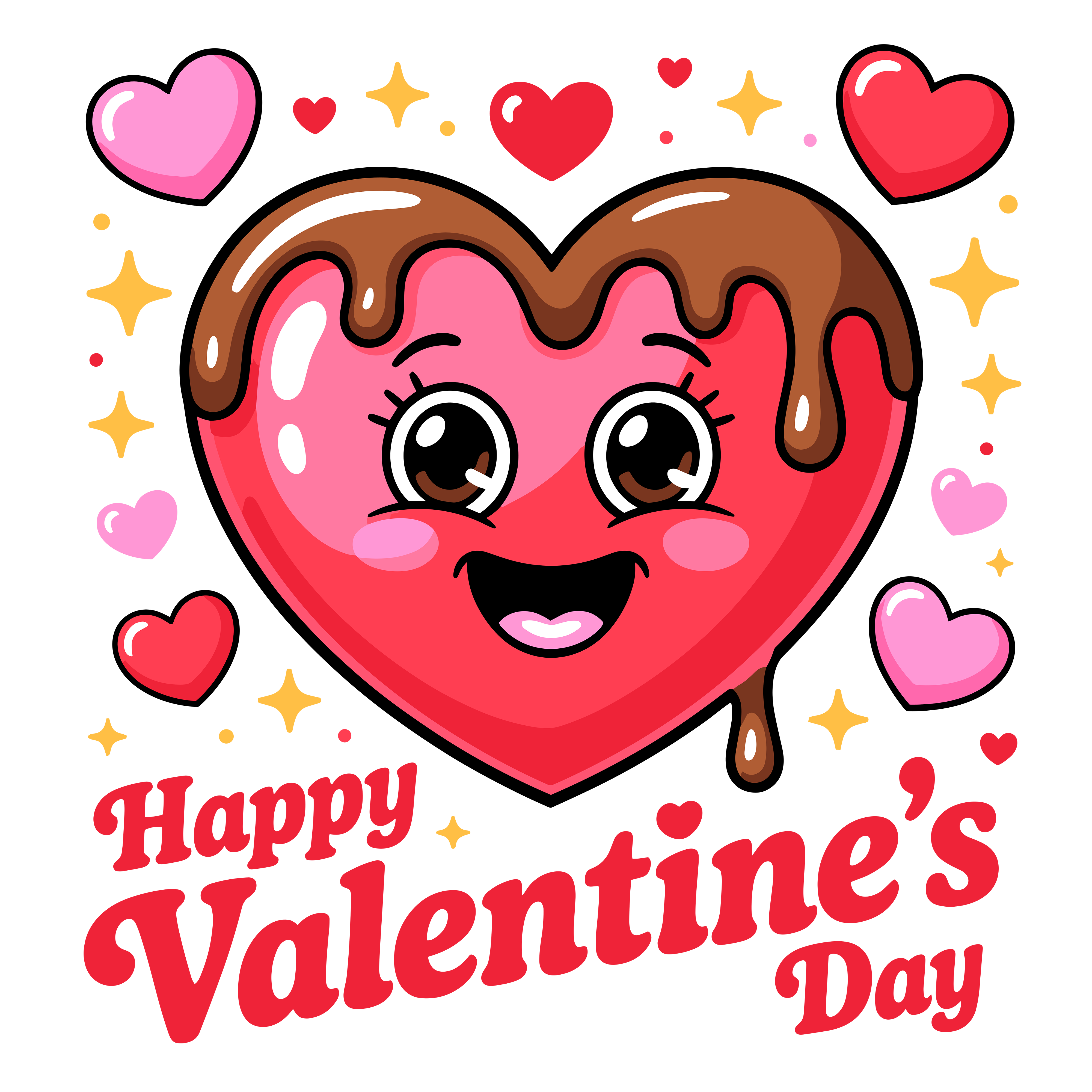 Happy Valentines Day Chocolate Heart DTF Transfer