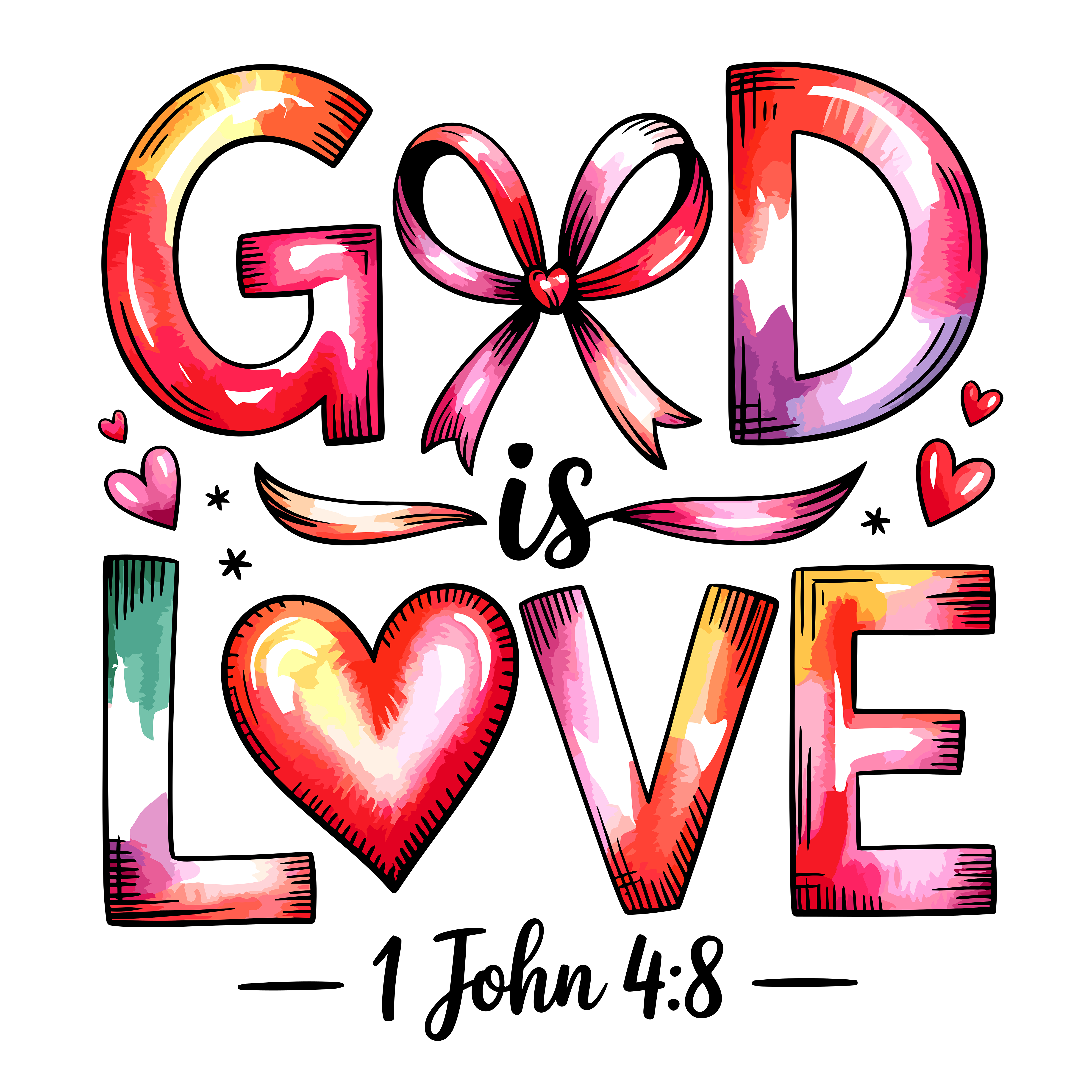 Colorful God Is Love DTF Transfer