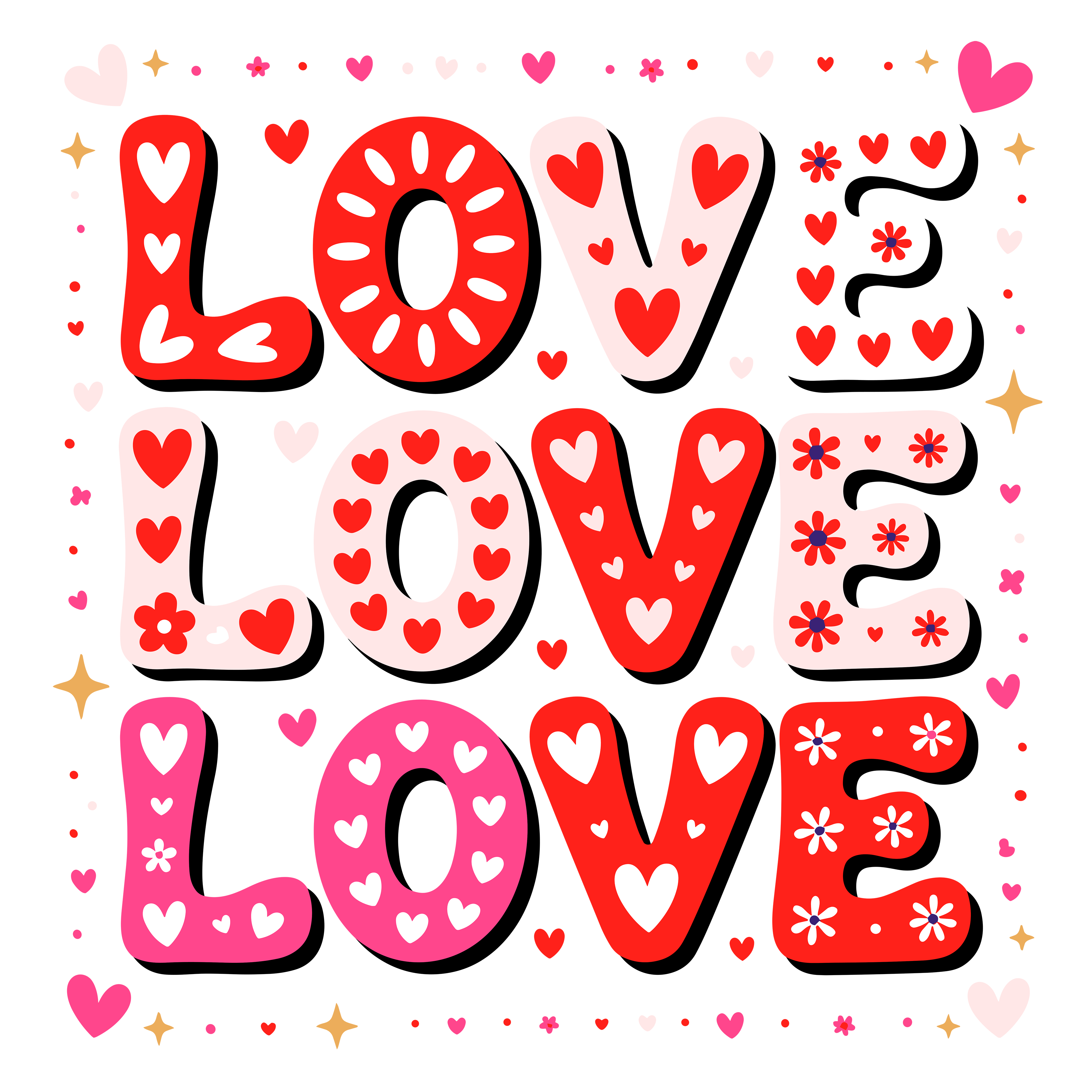 Colorful Love Valentine DTF Transfer