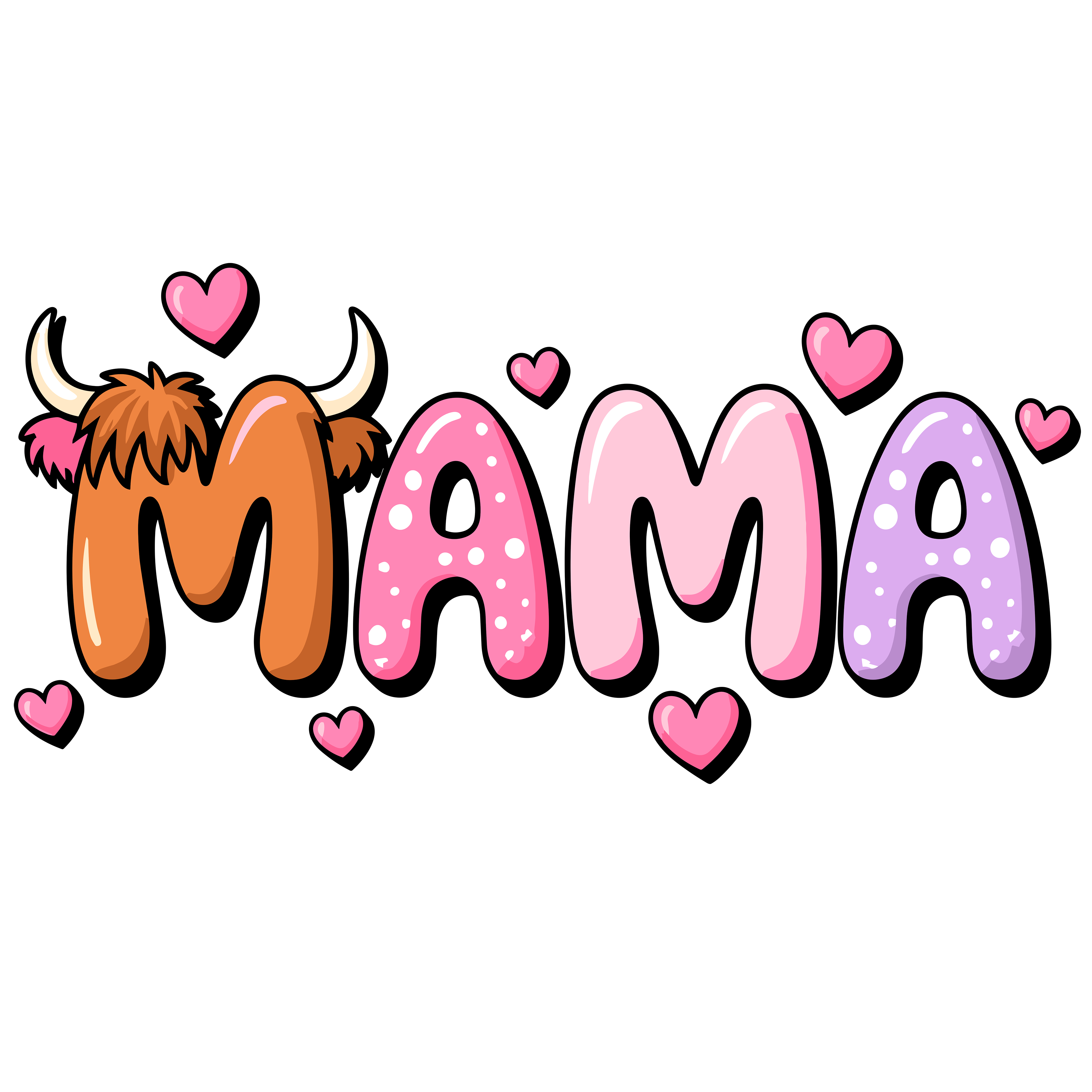 Mama Highland Cow Valentine DTF Transfer