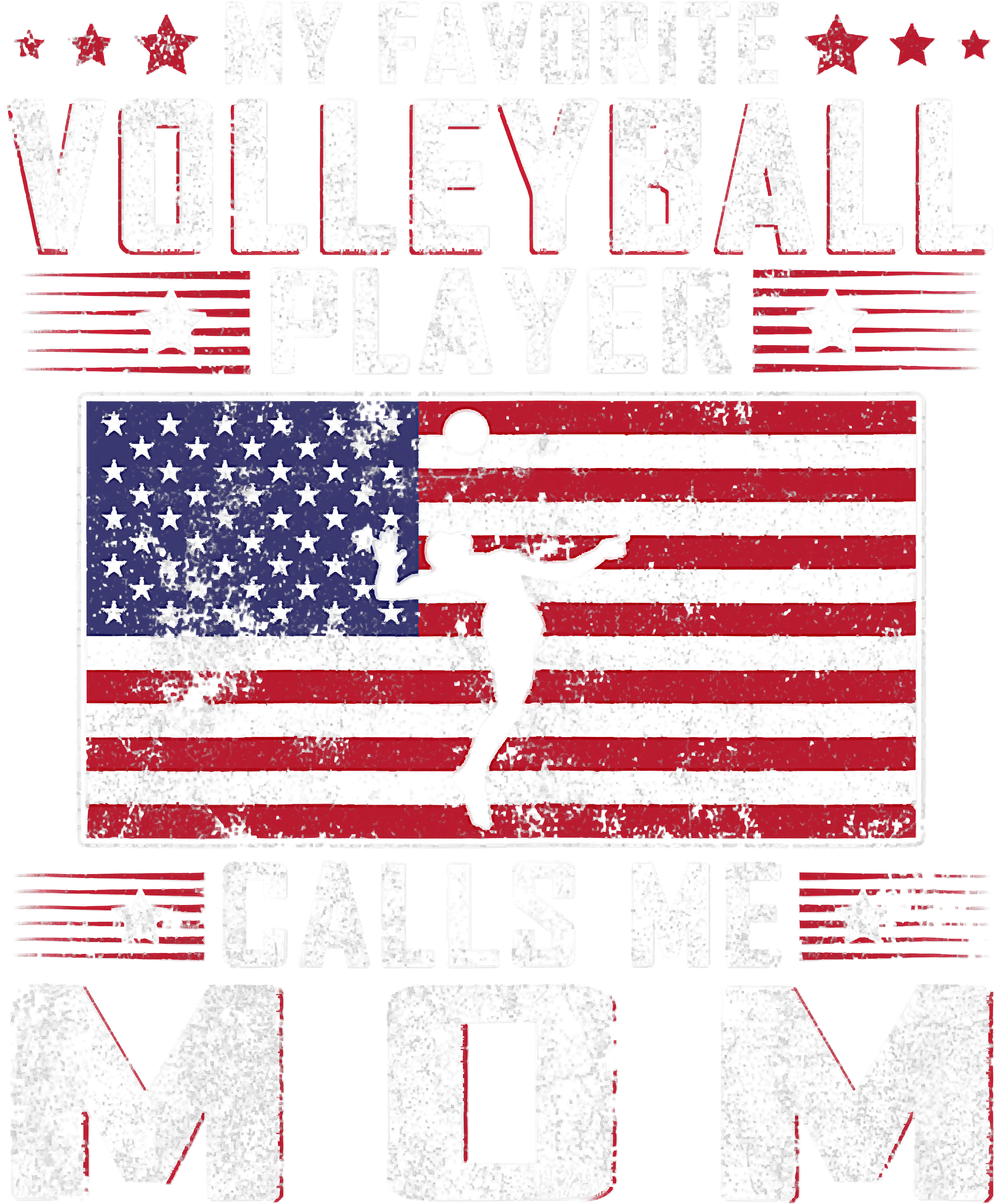 Patriotic Volleyball Player Mom DTF Transfer