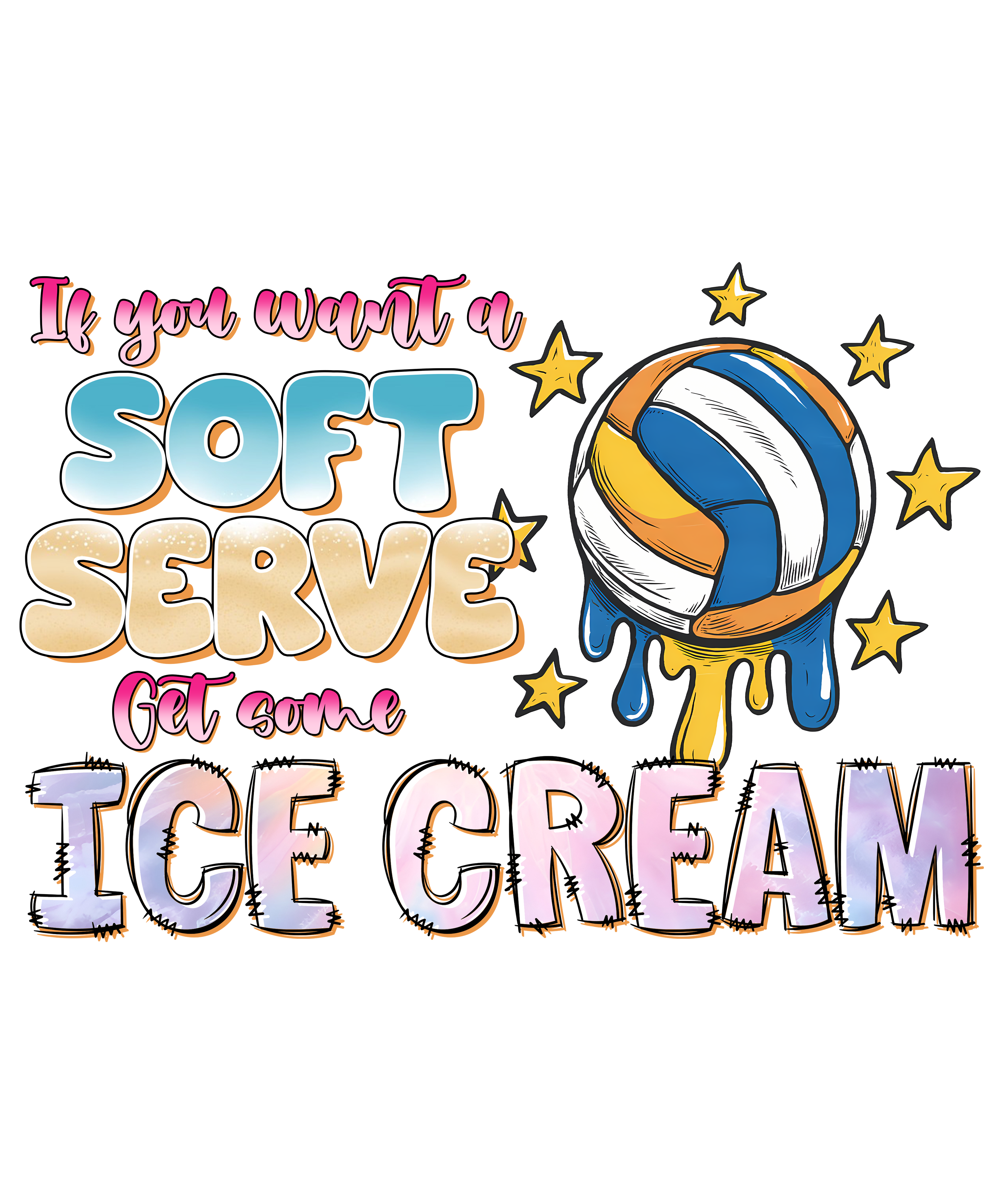Volleyball Soft Serve Ice Cream DTF Transfer