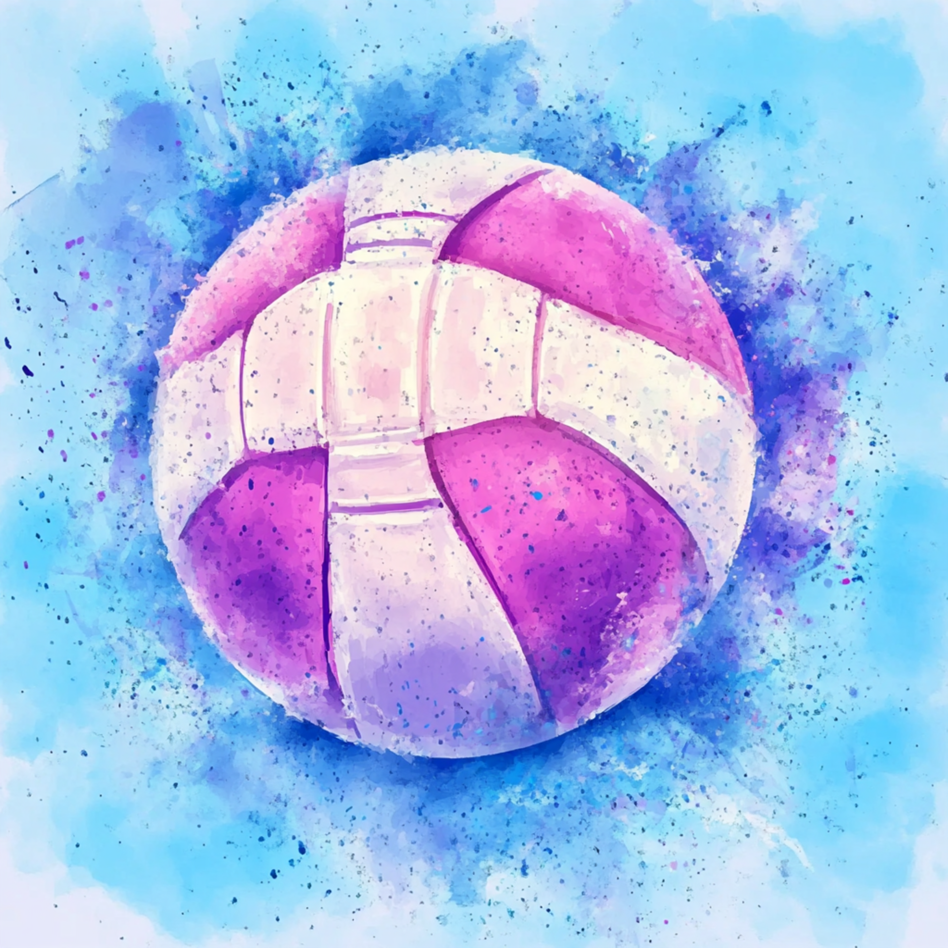 Pink And Purple Watercolor Volleyball DTF Transfer