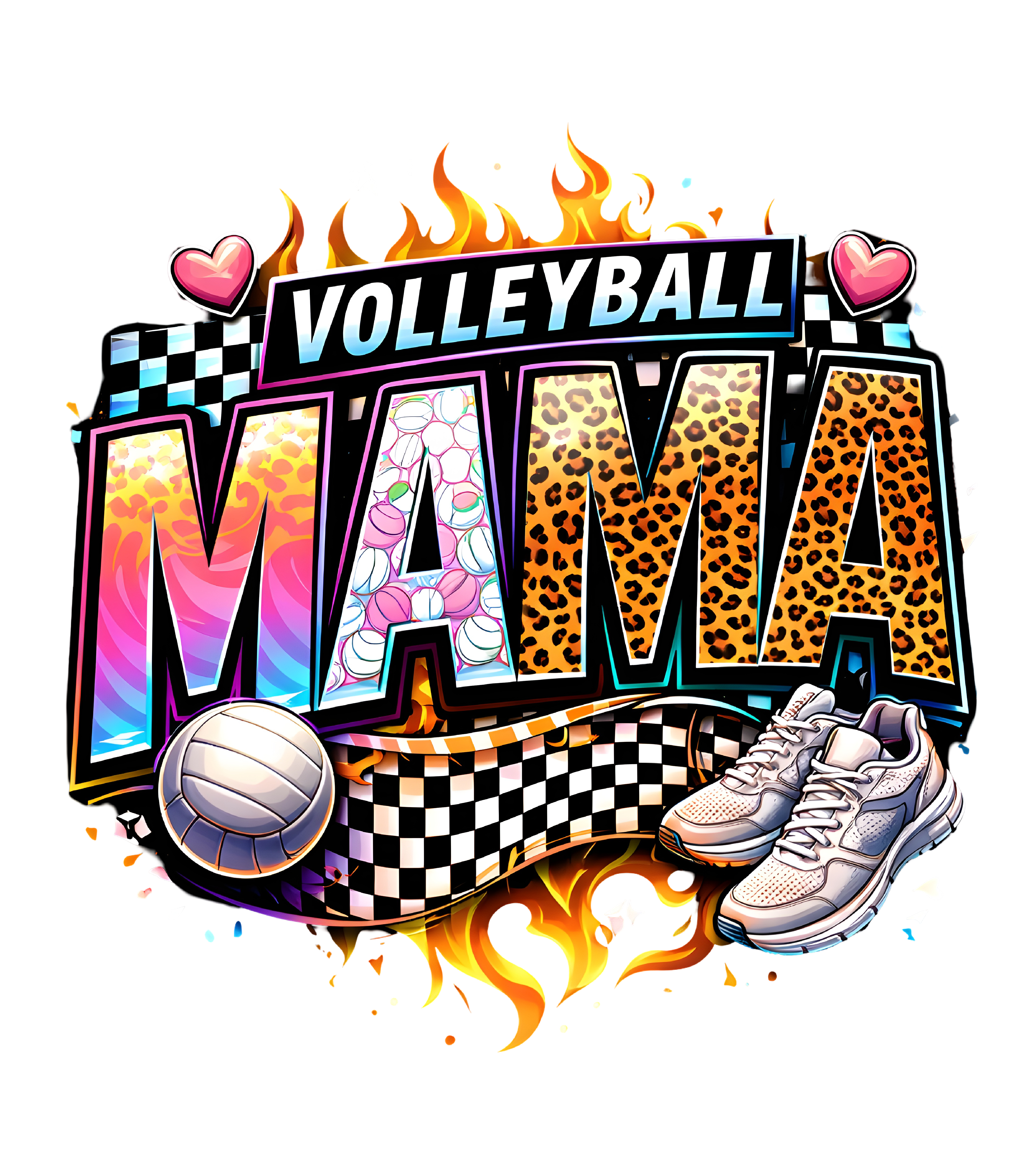 Fiery Leopard Volleyball Mama DTF Transfer