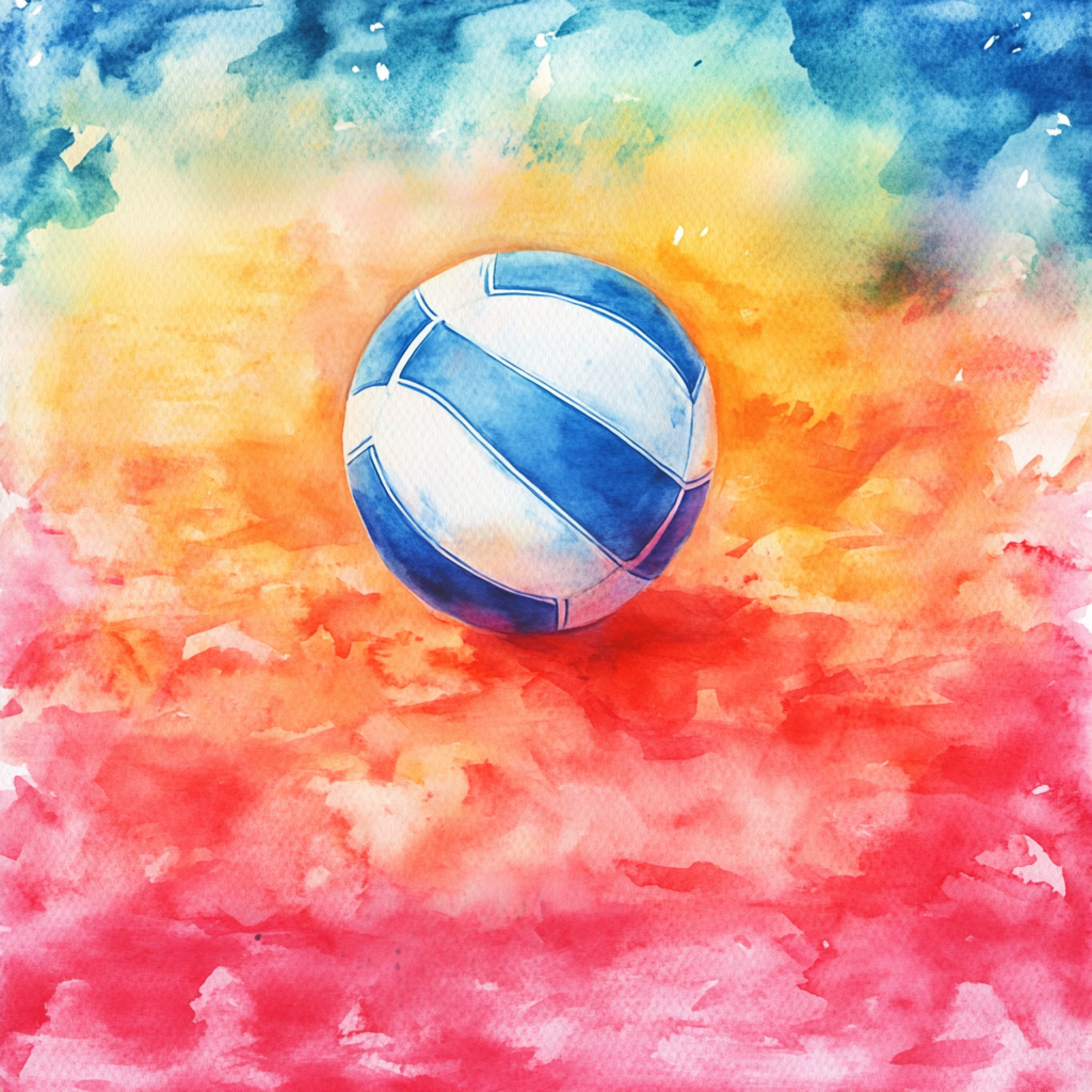 Vibrant Watercolor Volleyball Art DTF Transfer