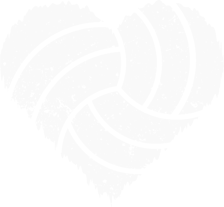 White Distressed Volleyball Heart DTF Transfer