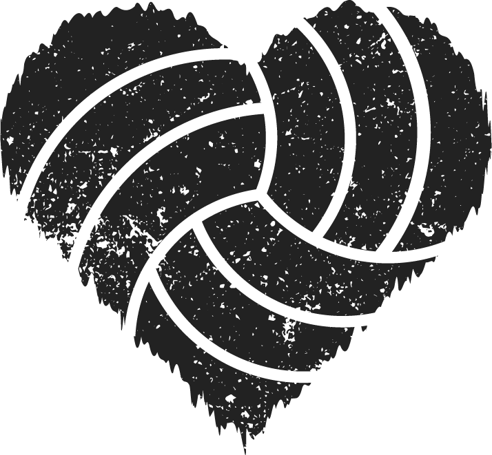 Black Distressed Volleyball Heart DTF Transfer