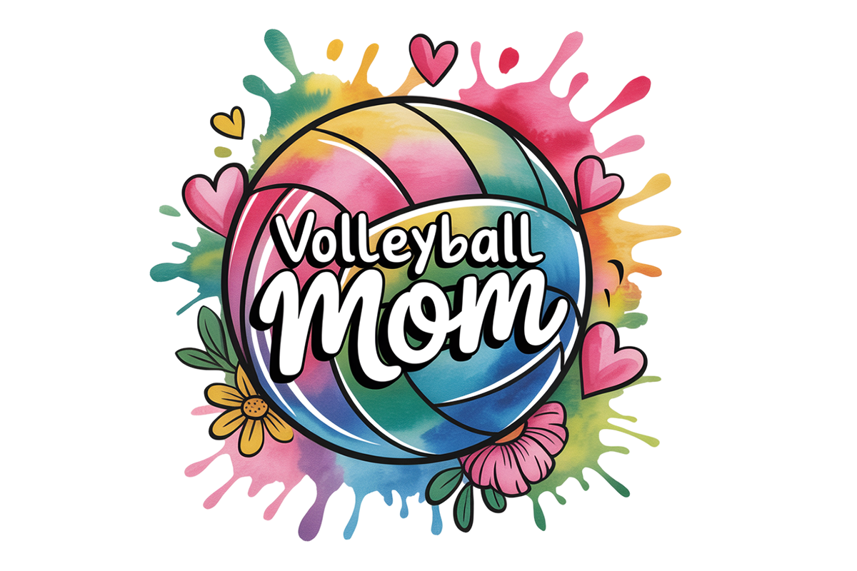 Colorful Floral Volleyball Mom DTF Transfer