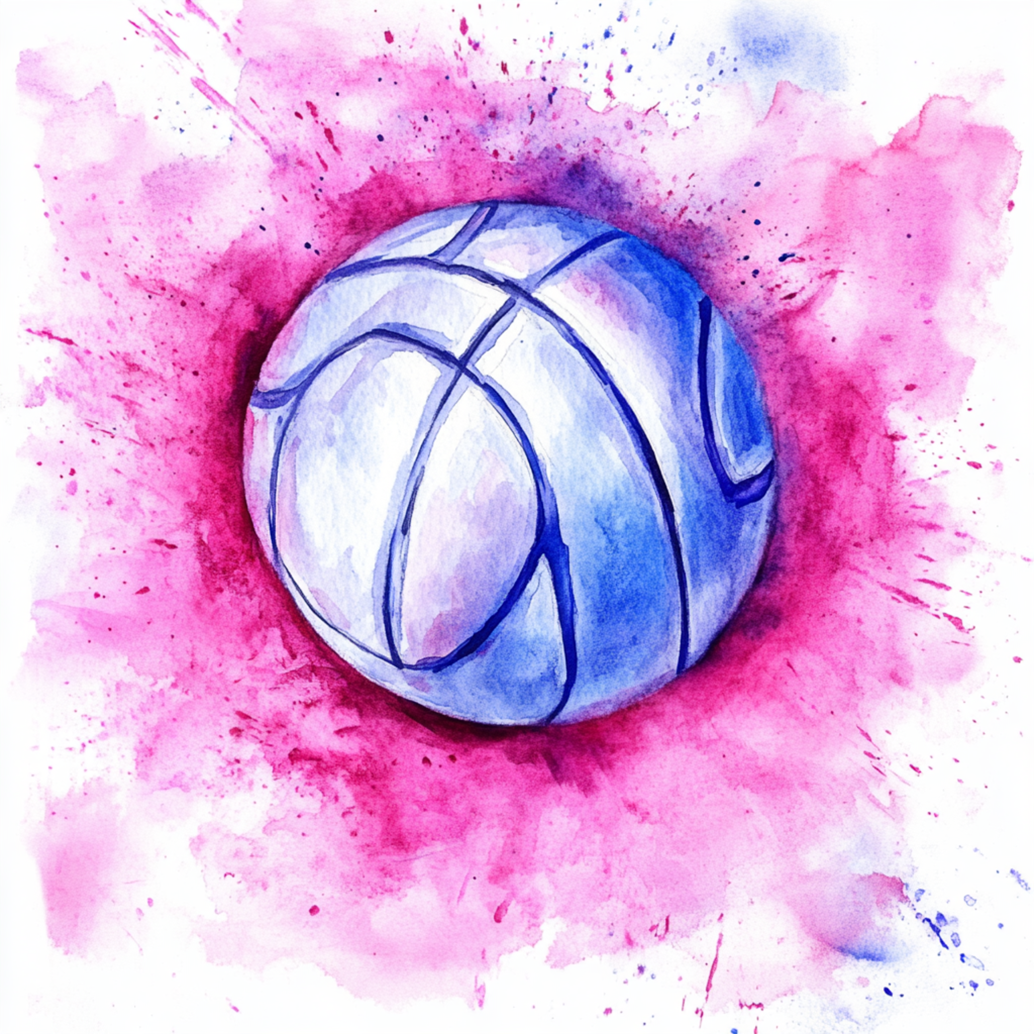 Pink Watercolor Volleyball Art DTF Transfer