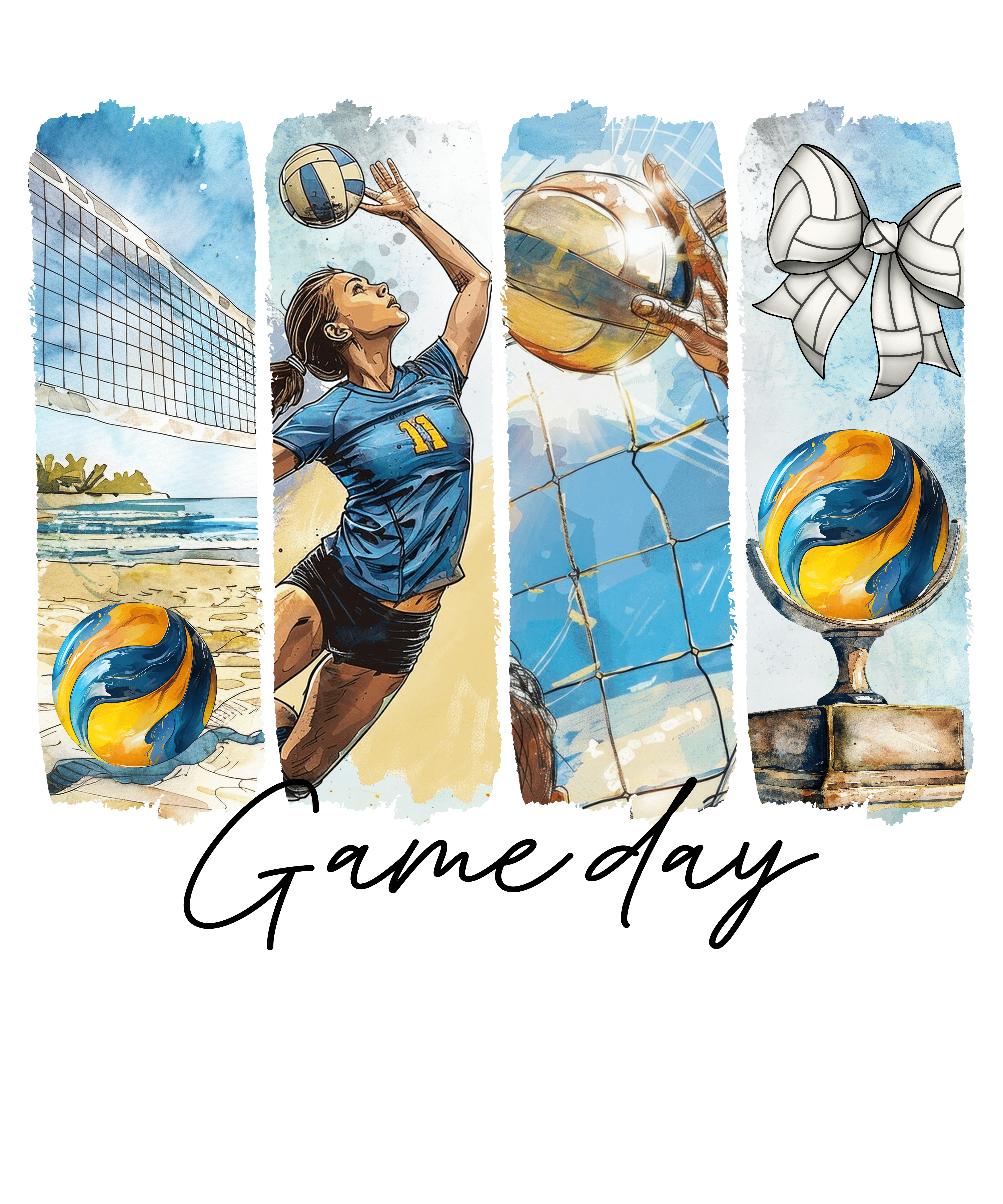 Girls Volleyball Game Day Art DTF Transfer
