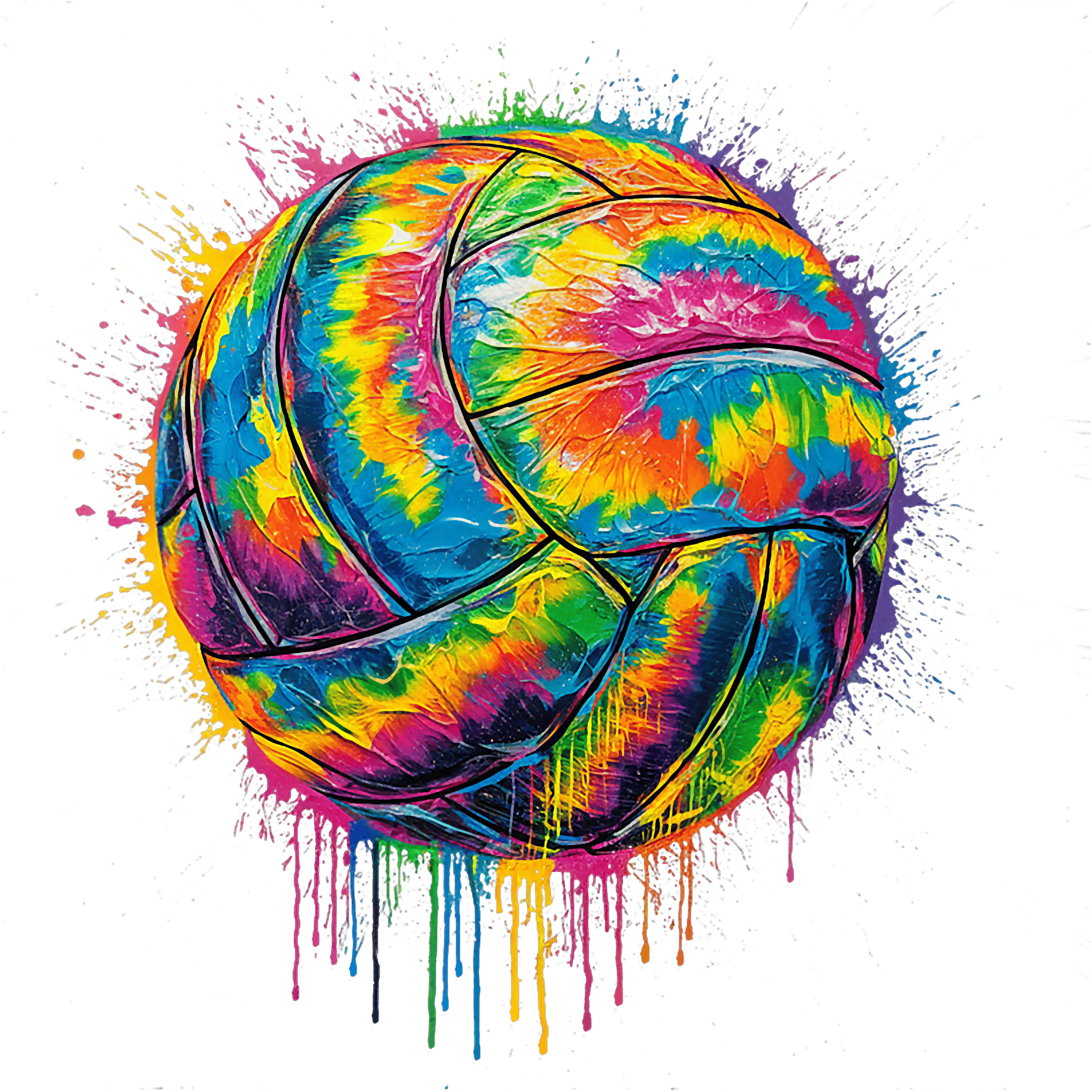 Volleyball Rainbow Paint Splash DTF Transfer