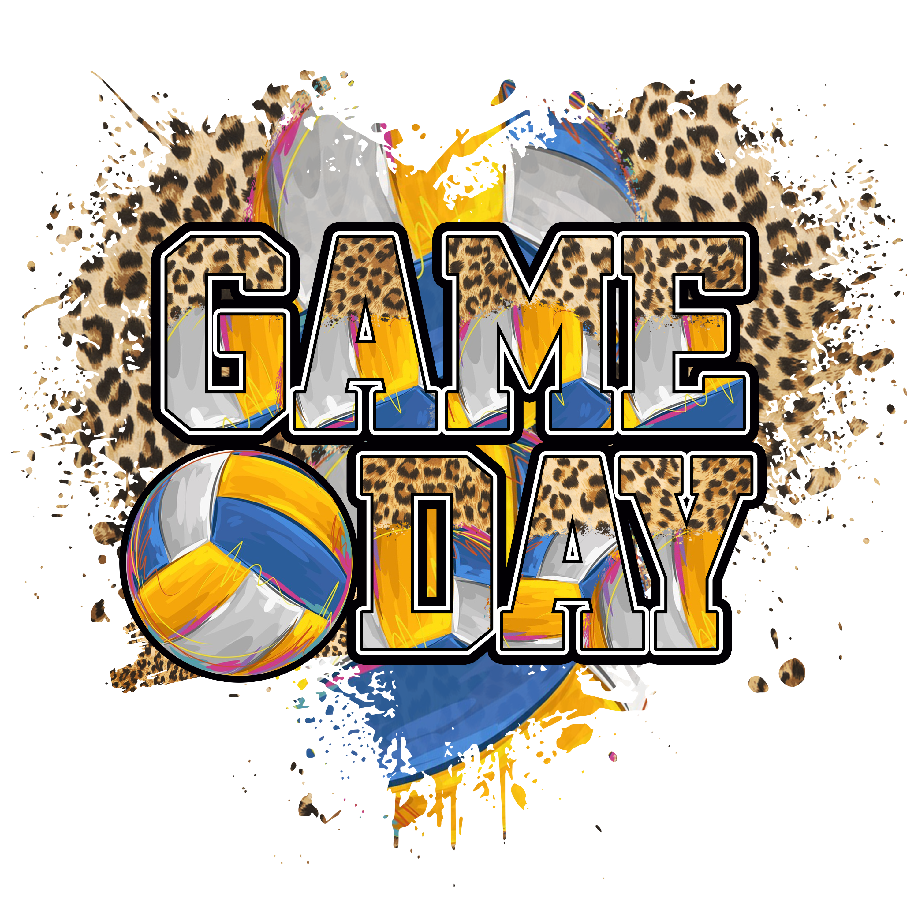 Leopard Print Volleyball Game Day DTF Transfer