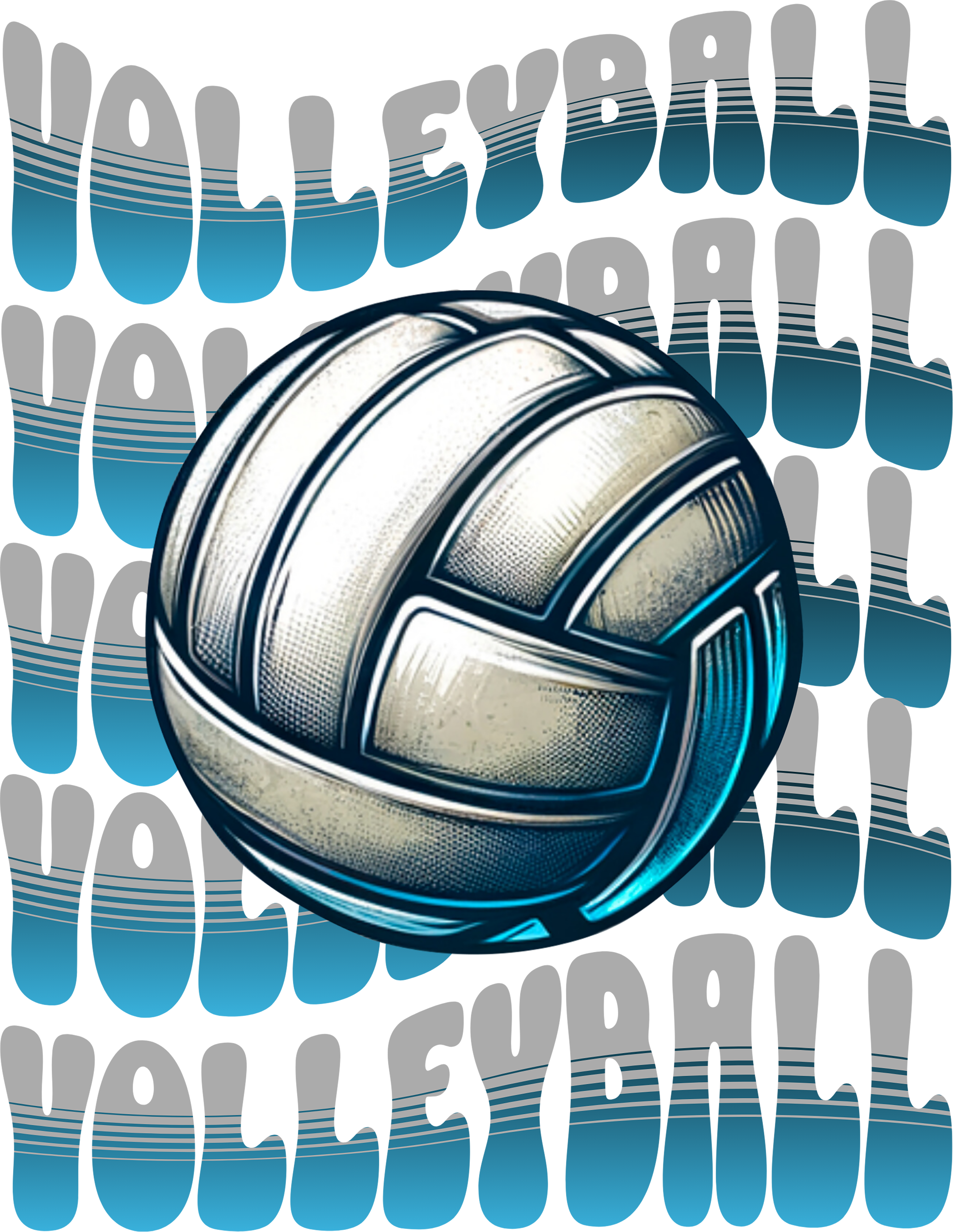 Blue Volleyball Pattern DTF Transfer