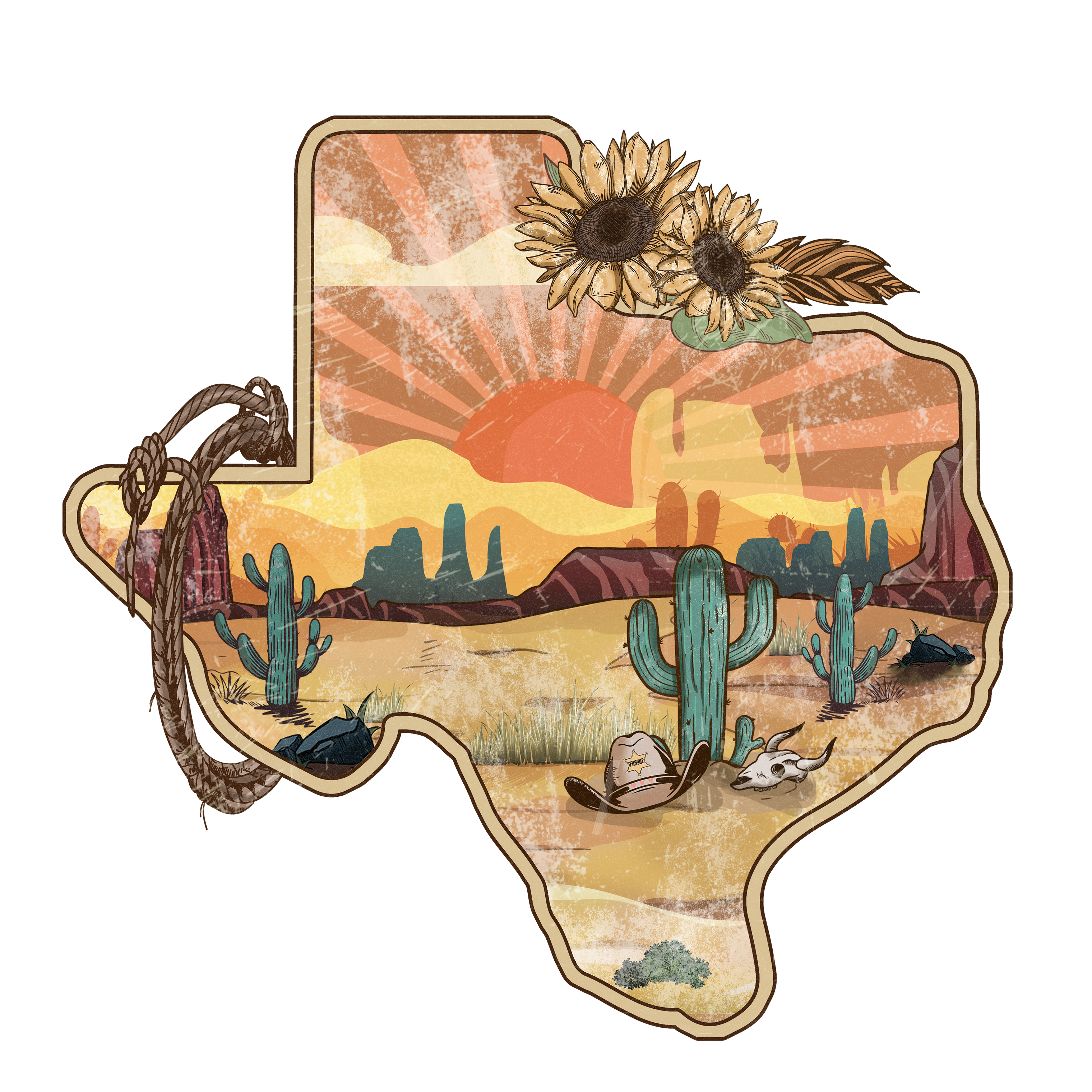 Texas Western Desert DTF Transfer