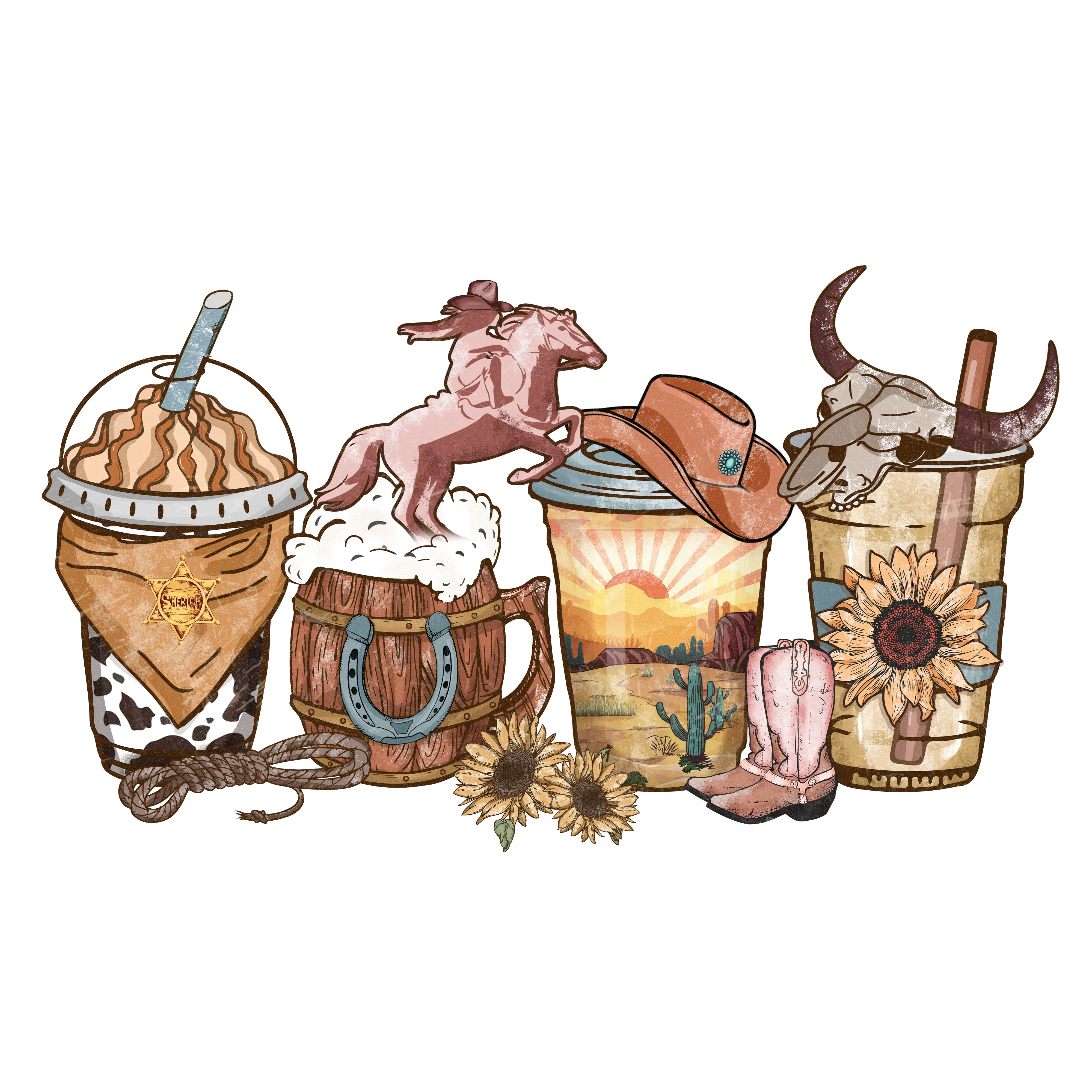 Western Cowboy Coffee DTF Transfer