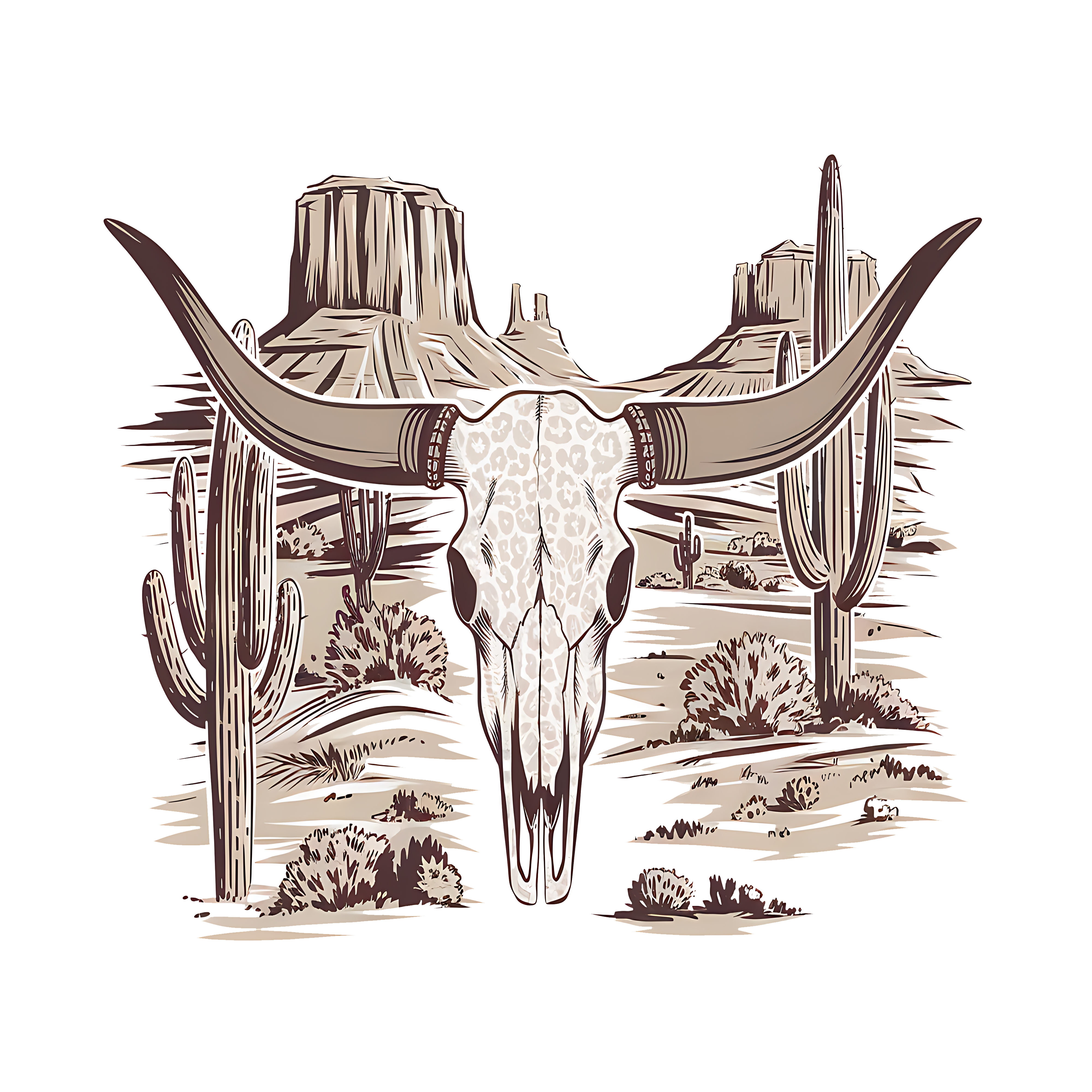Western Longhorn Skull DTF Transfer