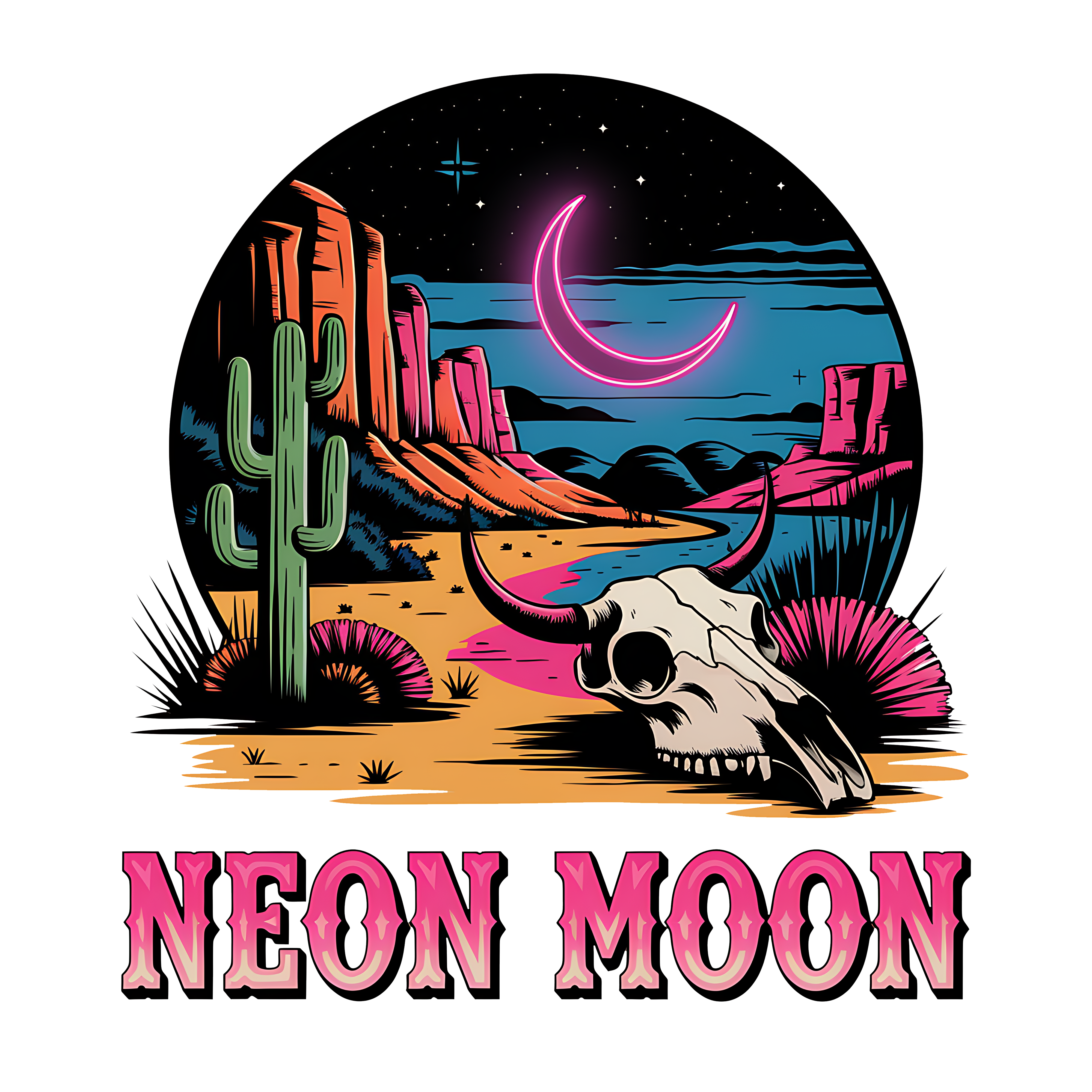 Neon Moon Desert DTF Transfer