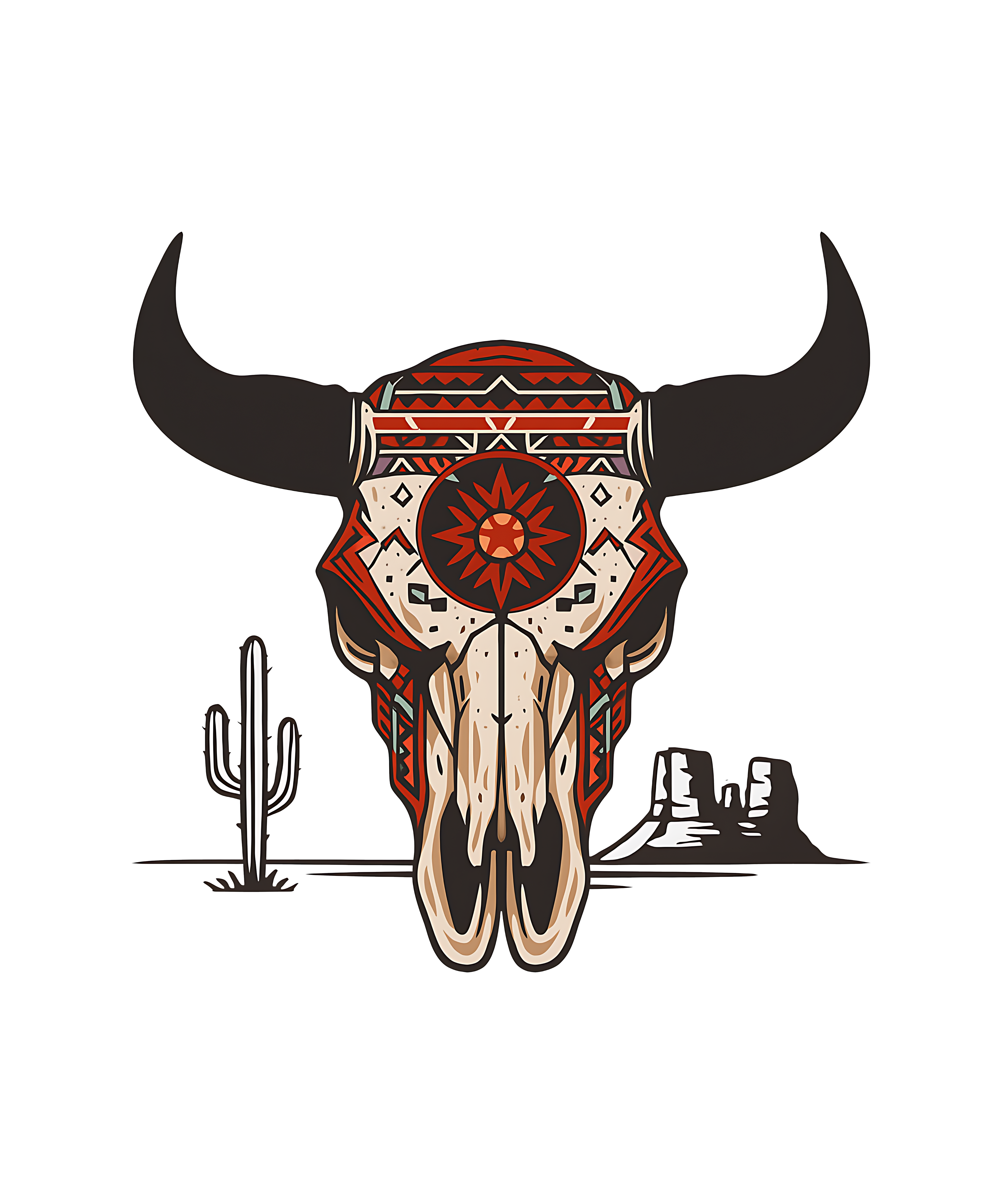 Southwestern Longhorn Skull DTF Transfer