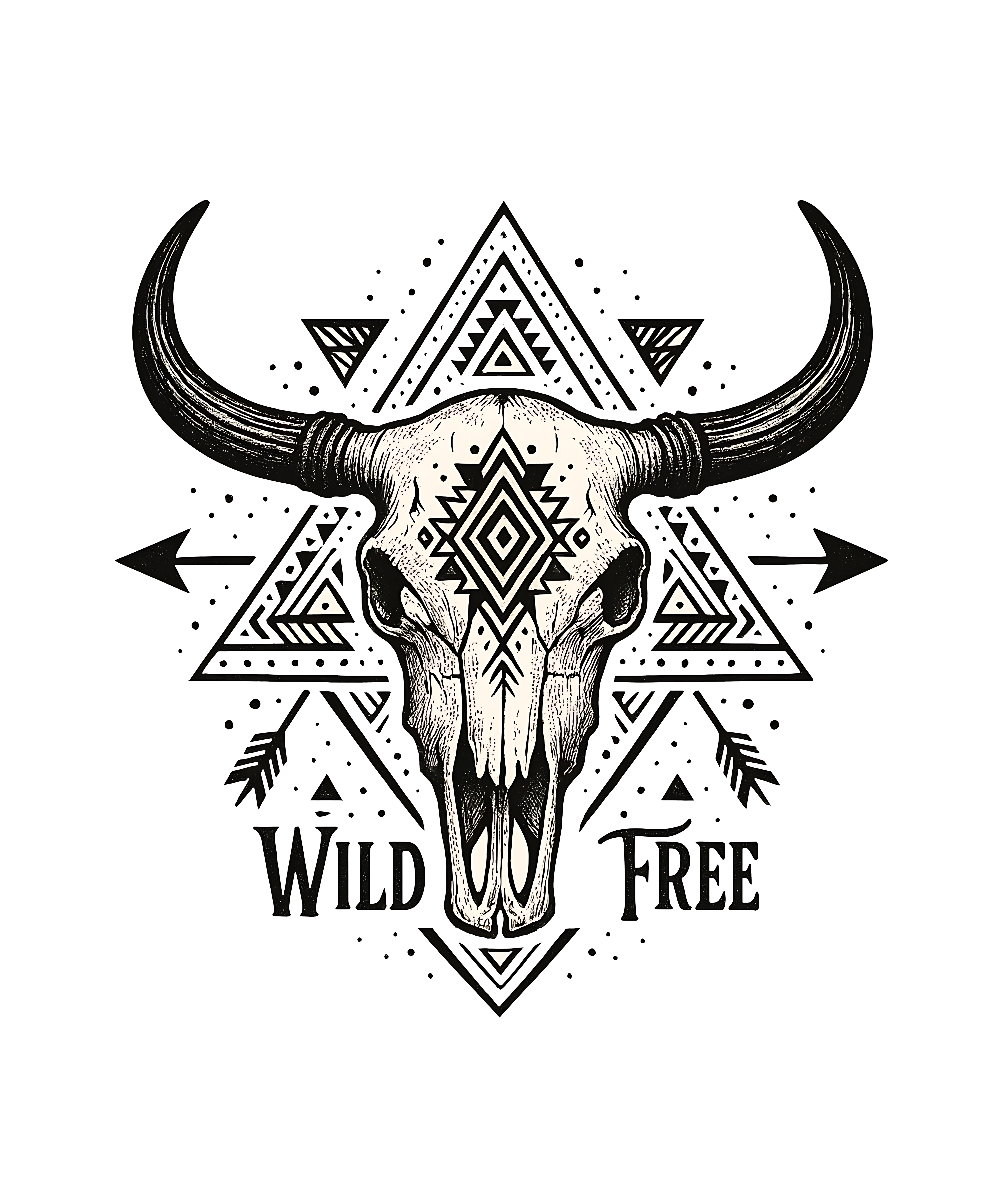 Wild Free Longhorn DTF Transfer
