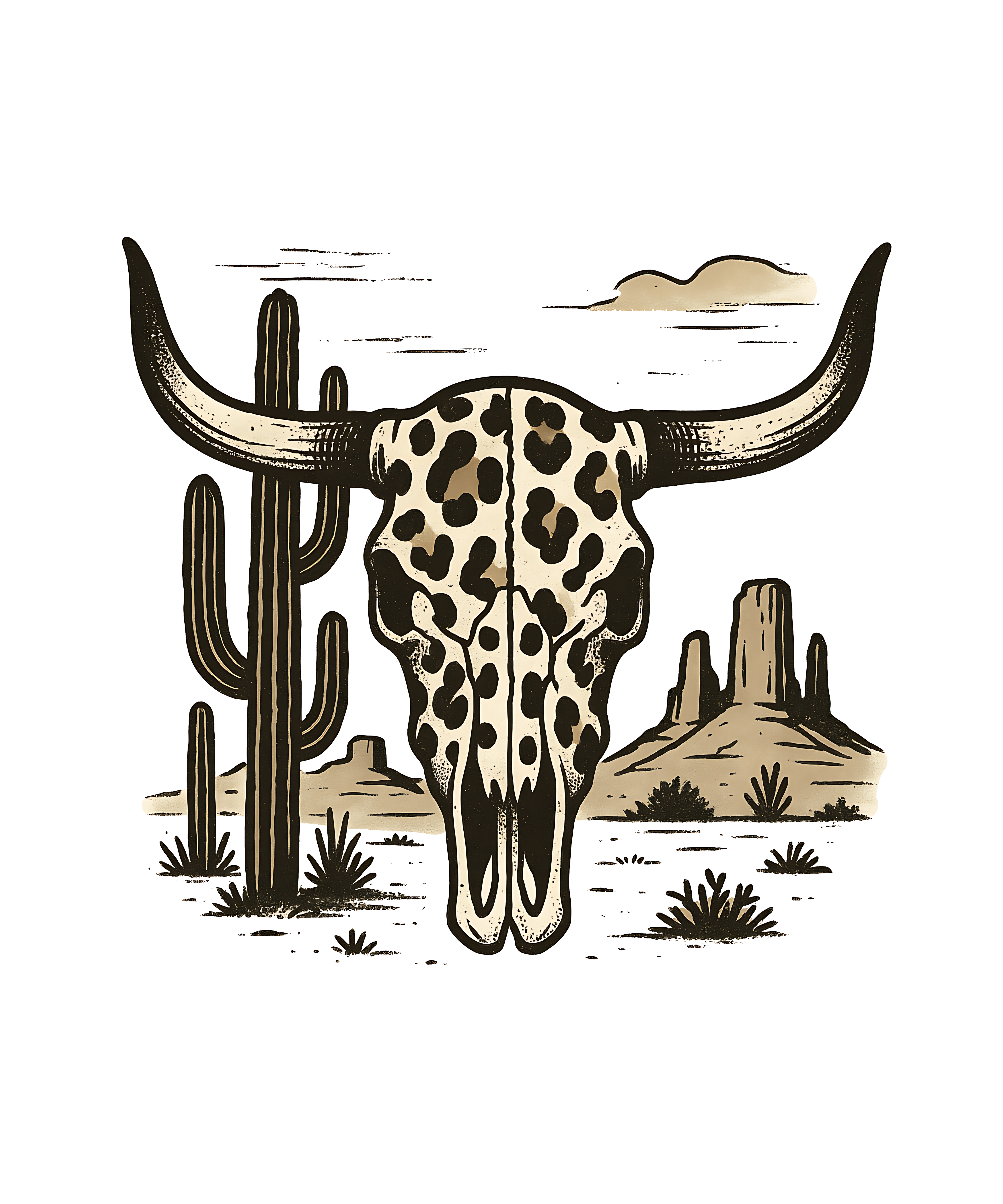 Leopard Longhorn Desert DTF Transfer