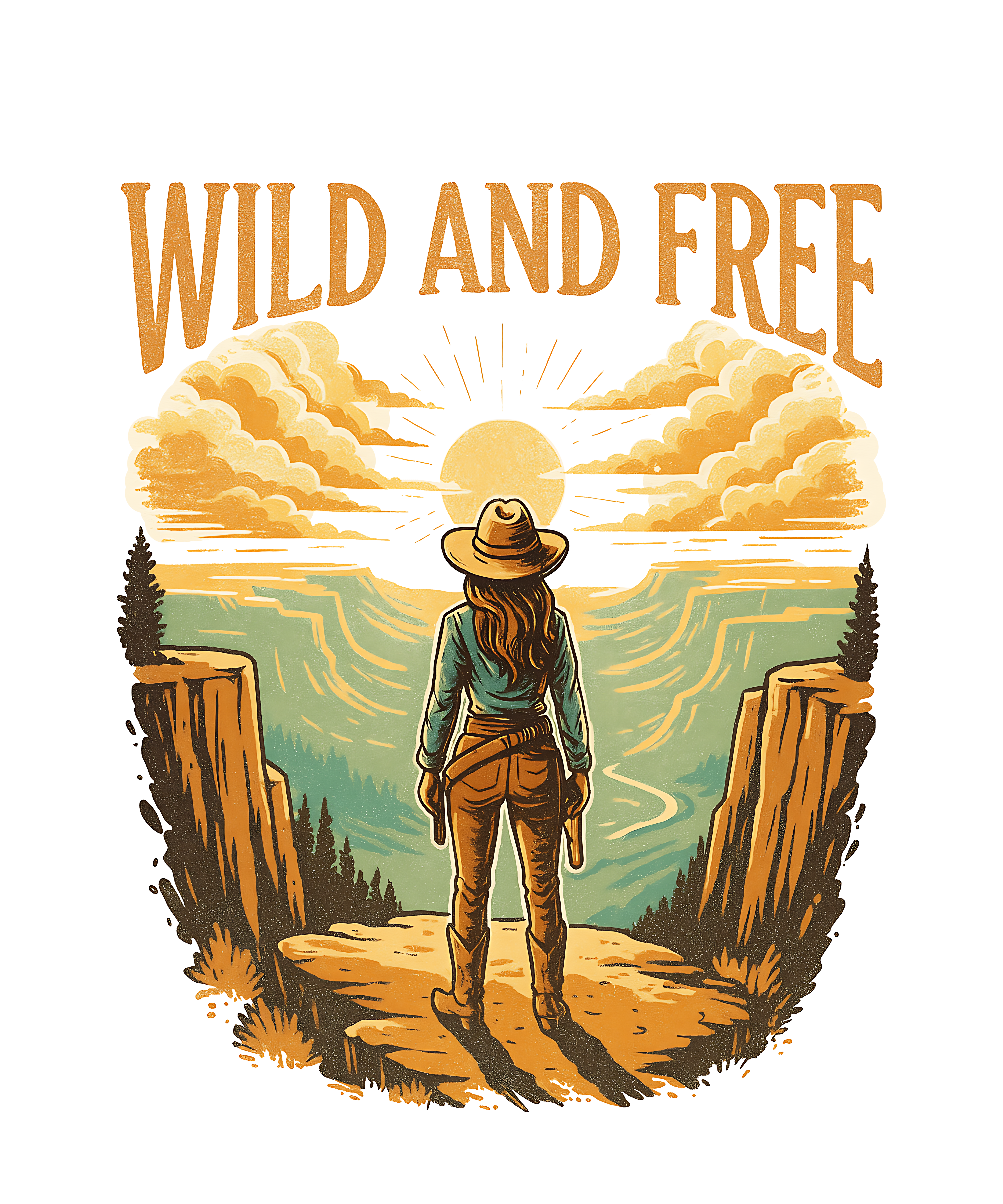 Wild And Free Cowgirl DTF Transfer