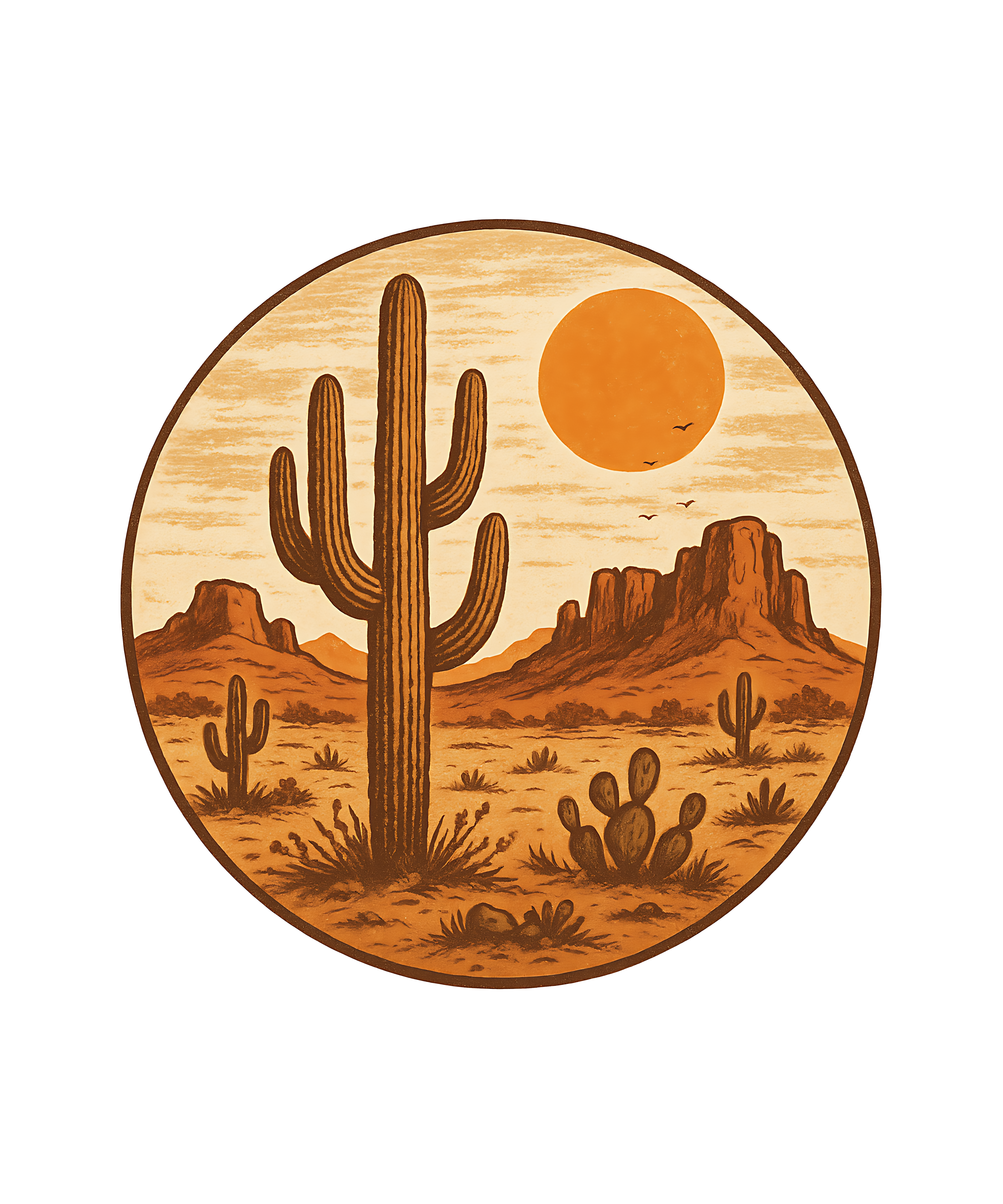 Desert Cactus Sunset DTF Transfer
