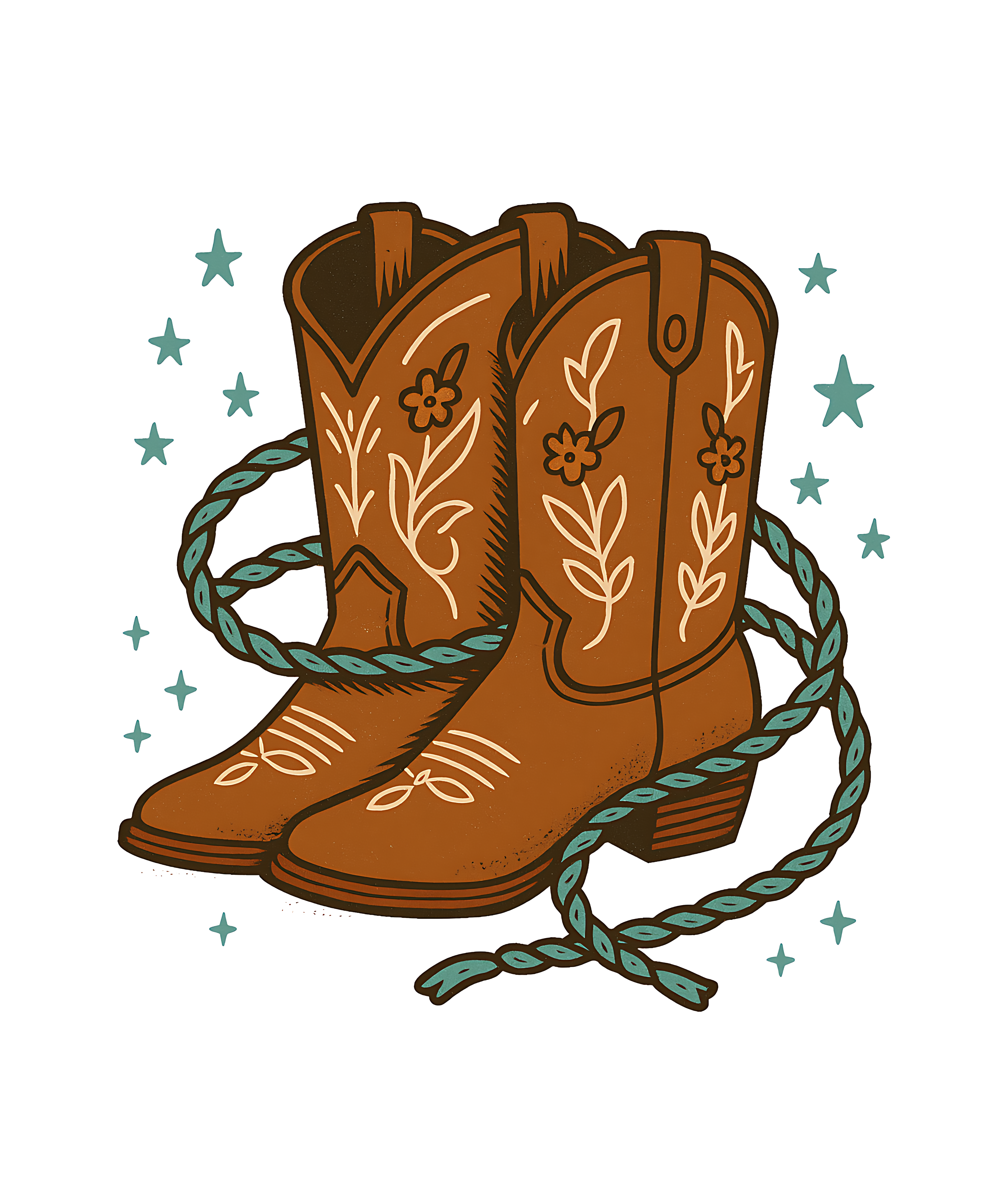 Floral Cowgirl Boots DTF Transfer