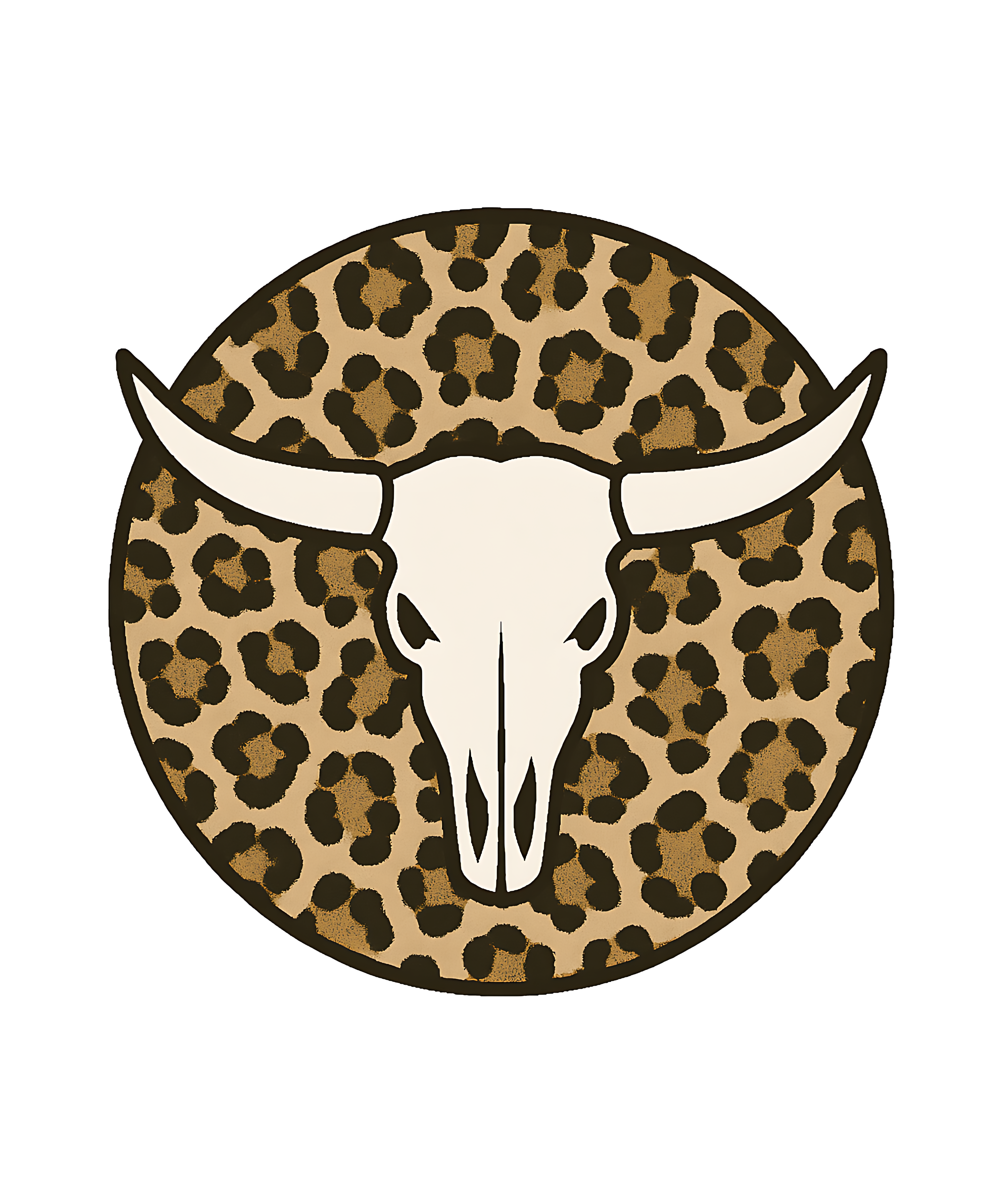 Leopard Cow Skull DTF Transfer
