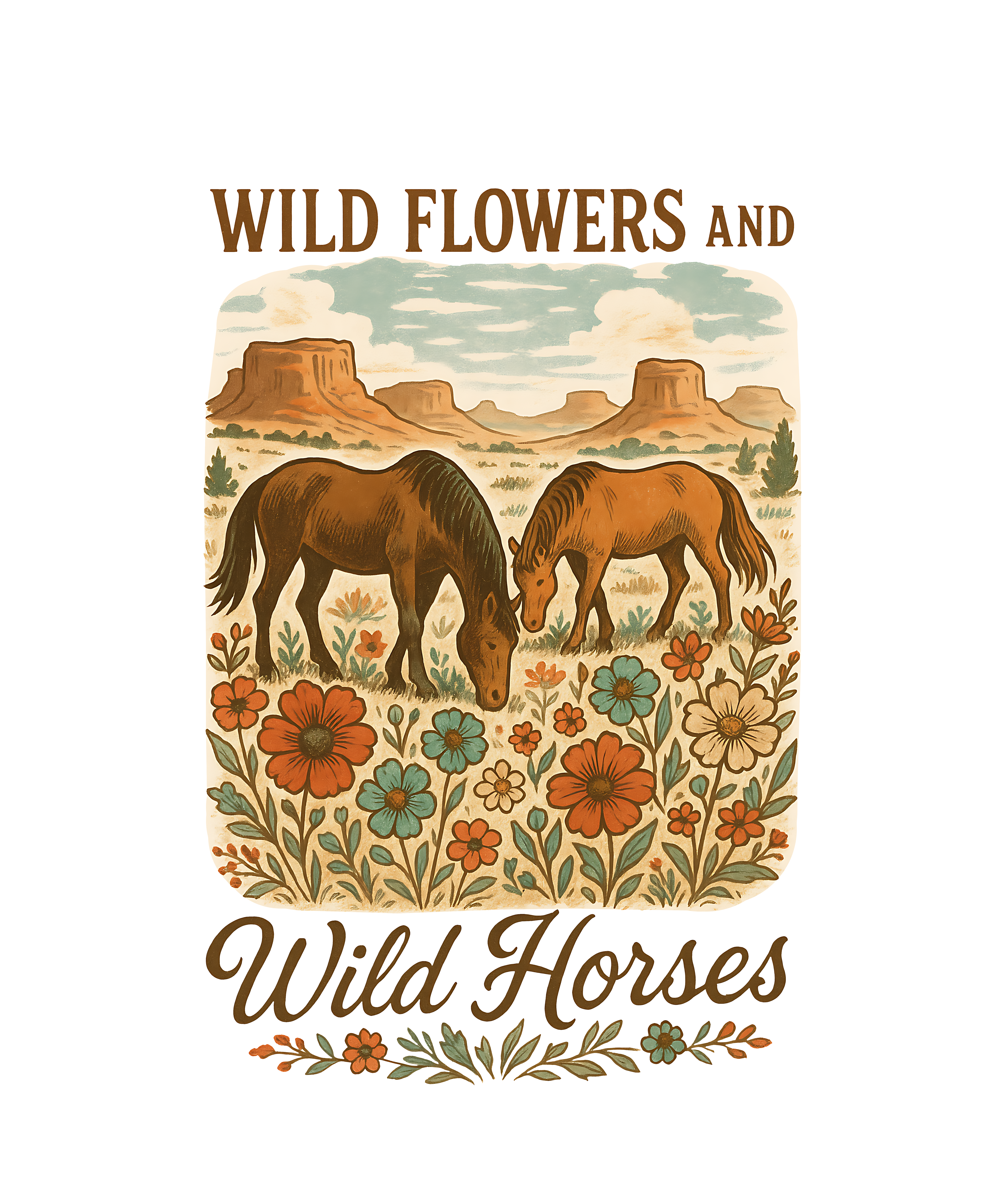 Wildflowers And Wild Horses DTF Transfer