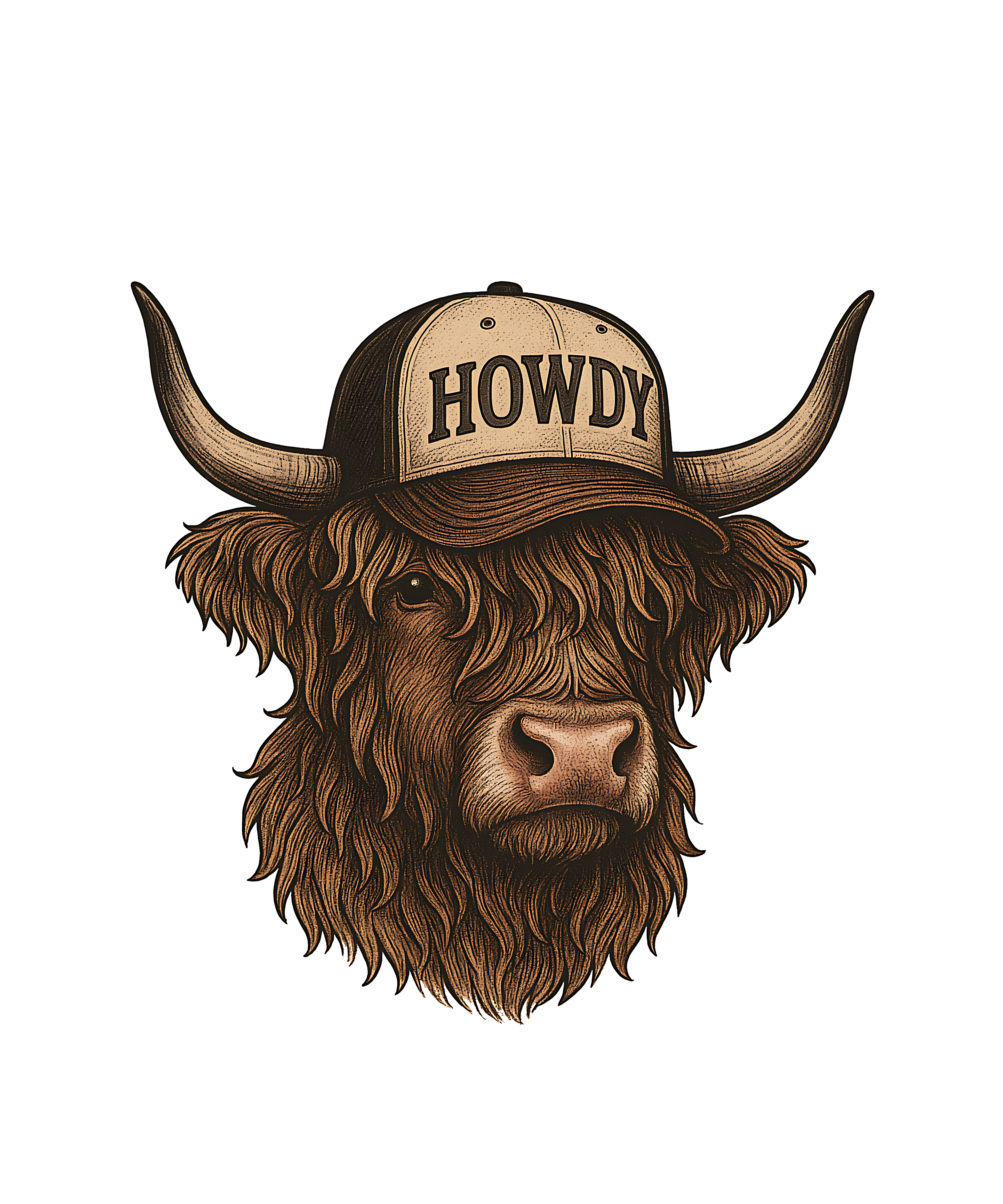 Howdy Highland Cow DTF Transfer