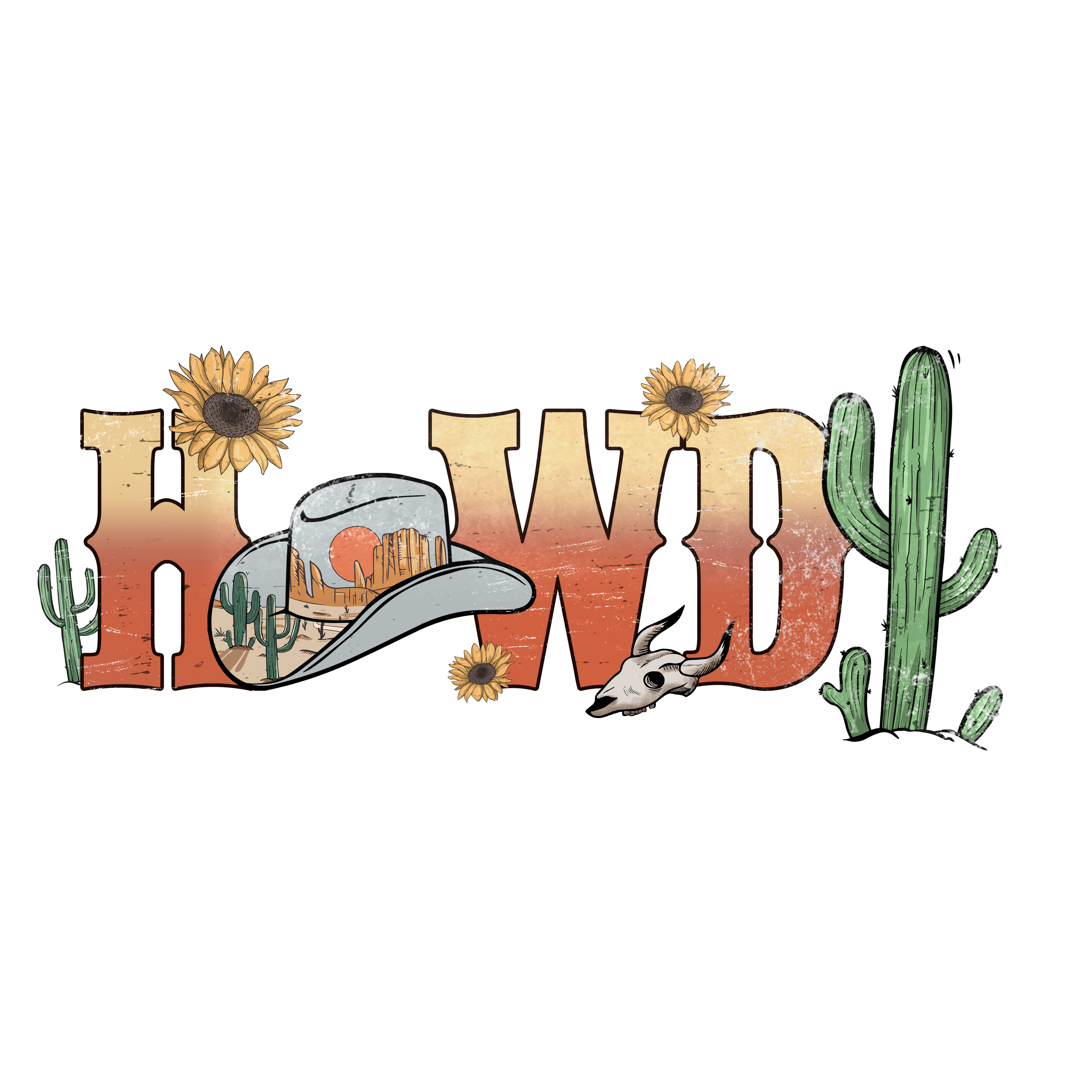 Howdy Western Desert DTF Transfer