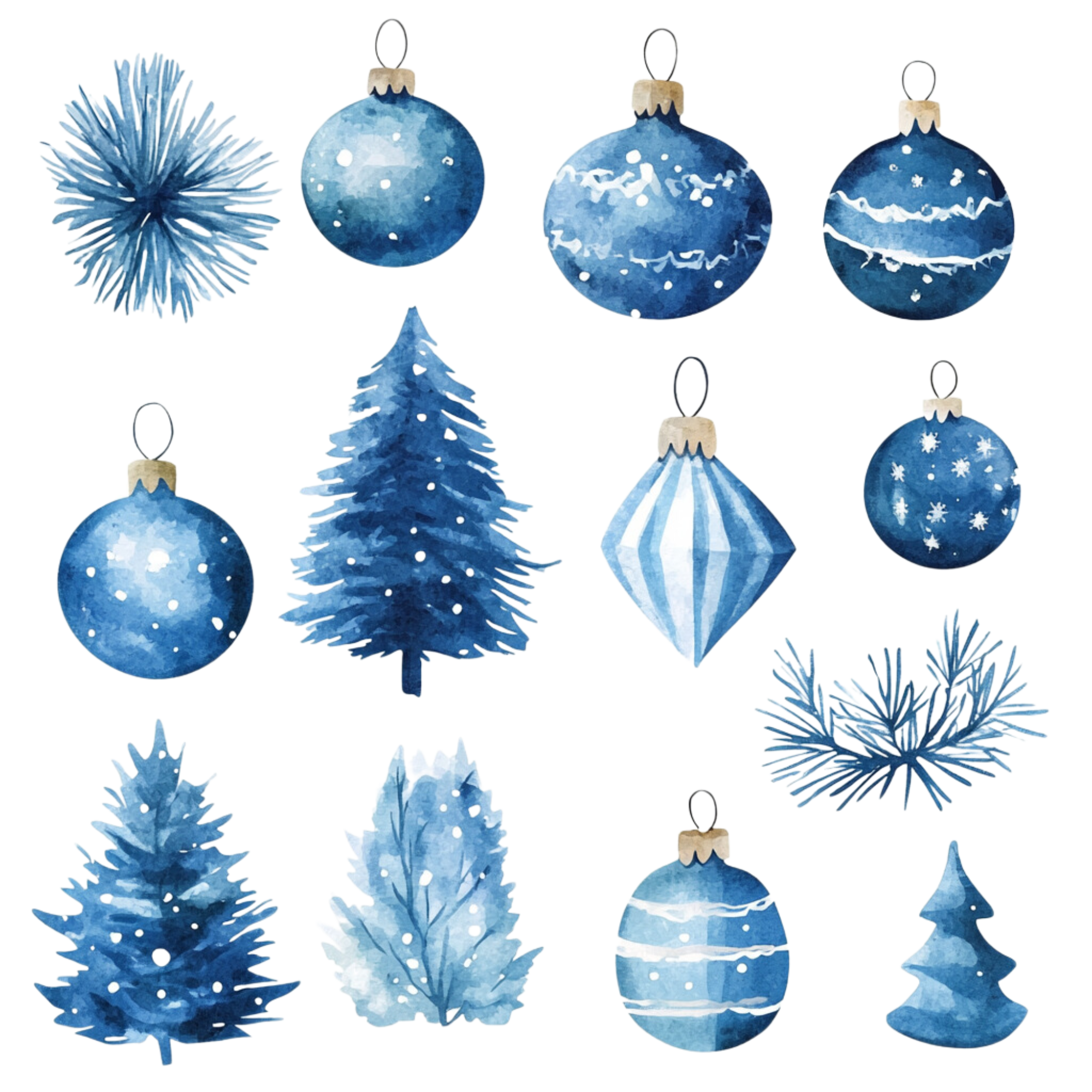 Blue Christmas Ornament Collection DTF Transfer