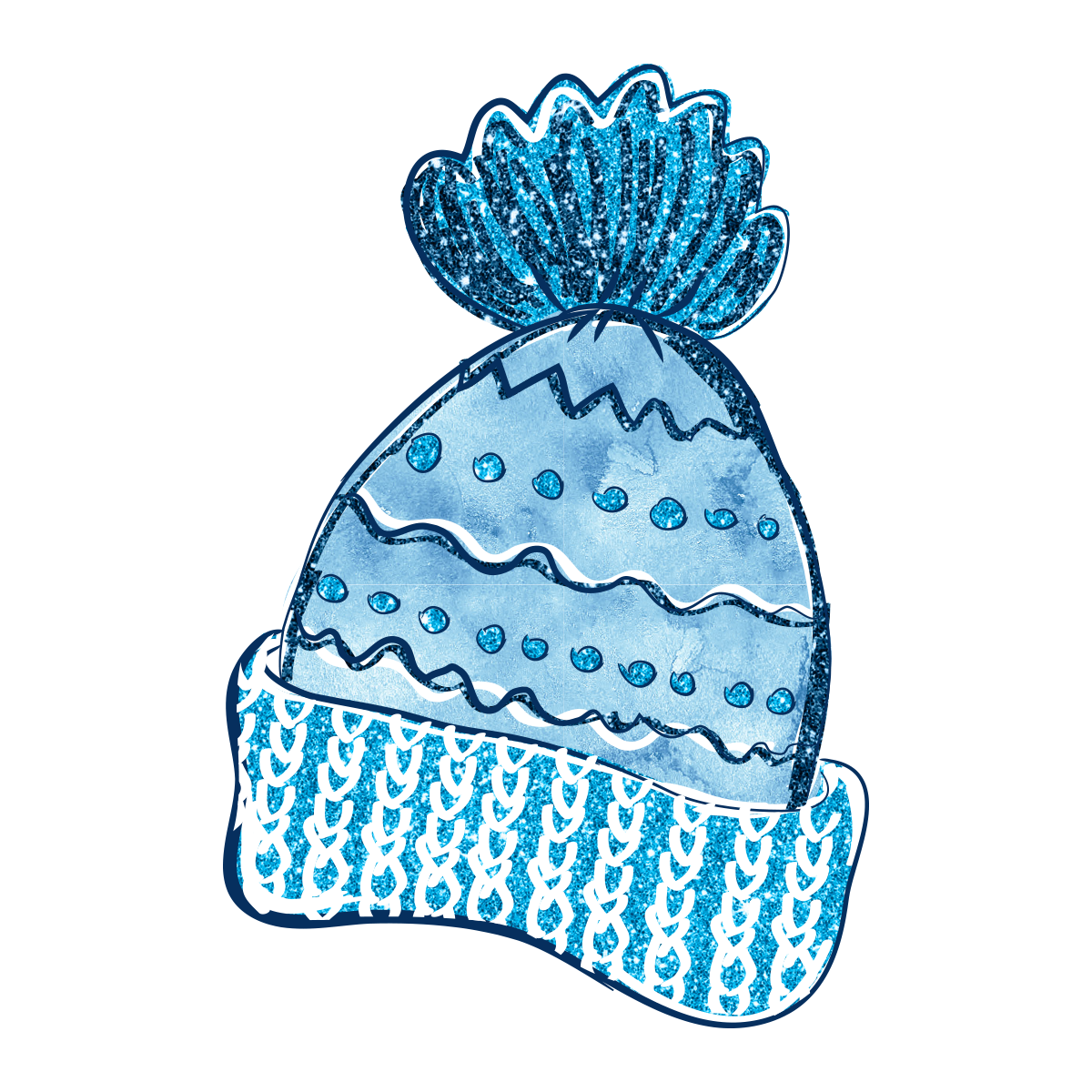 Blue Winter Knit Hat DTF Transfer