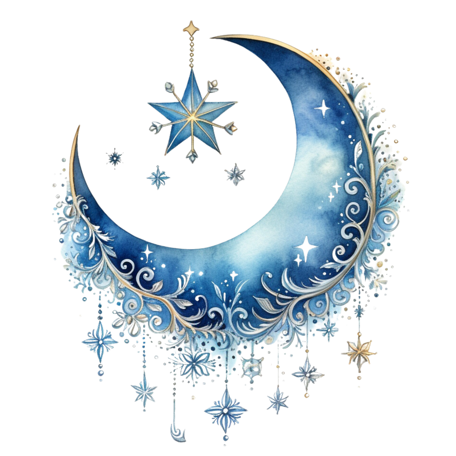 Winter Crescent Moon DTF Transfer