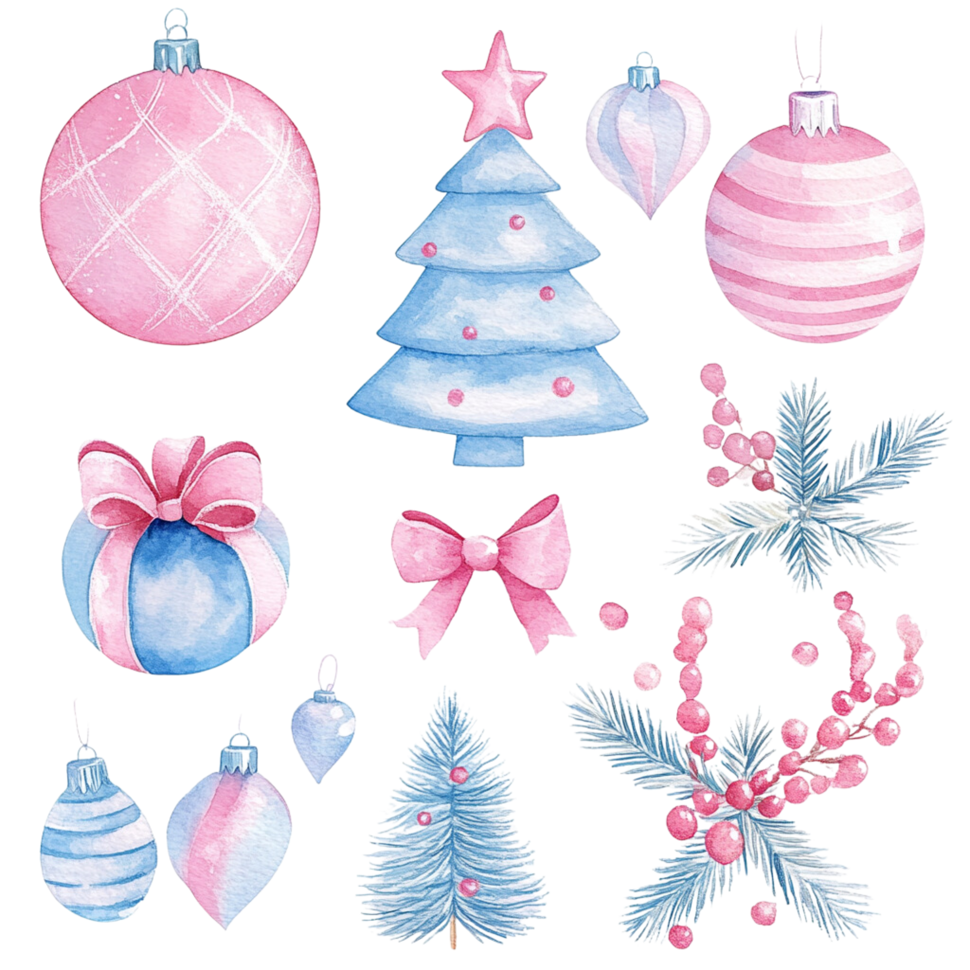 Pink Blue Christmas Collection DTF Transfer