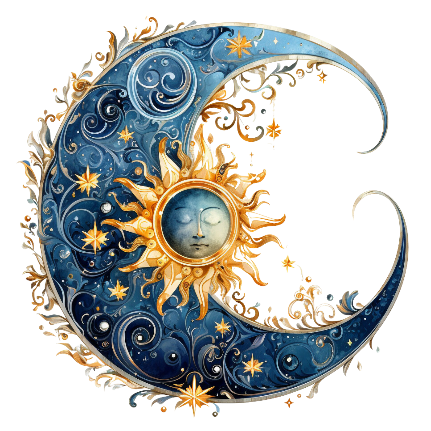 Celestial Crescent Moon DTF Transfer