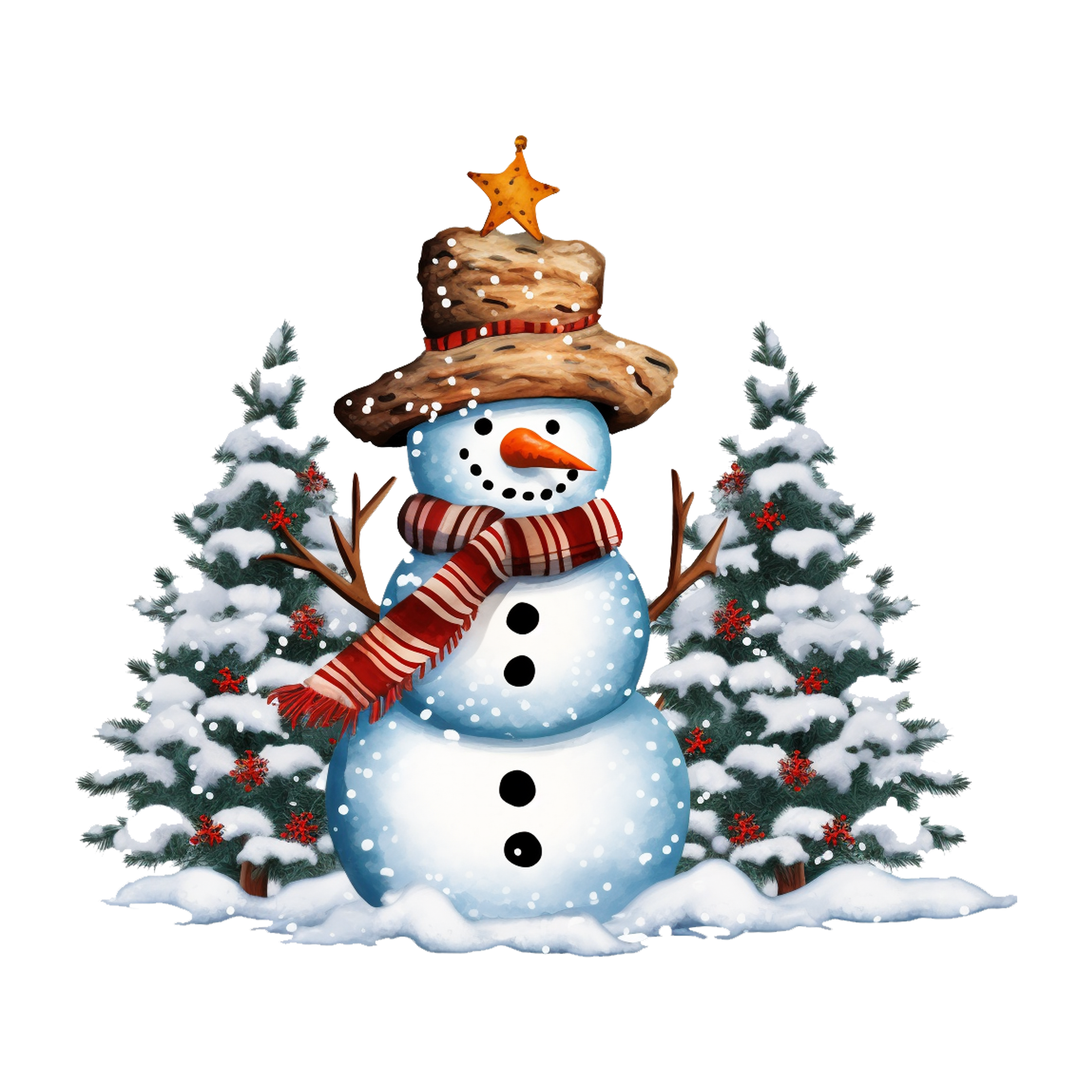 Festive Christmas Snowman DTF Transfer