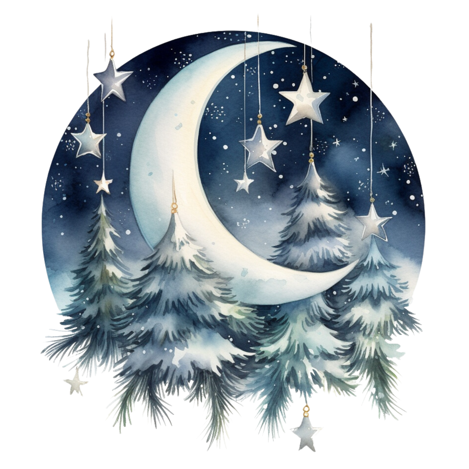 Winter Moon Forest DTF Transfer