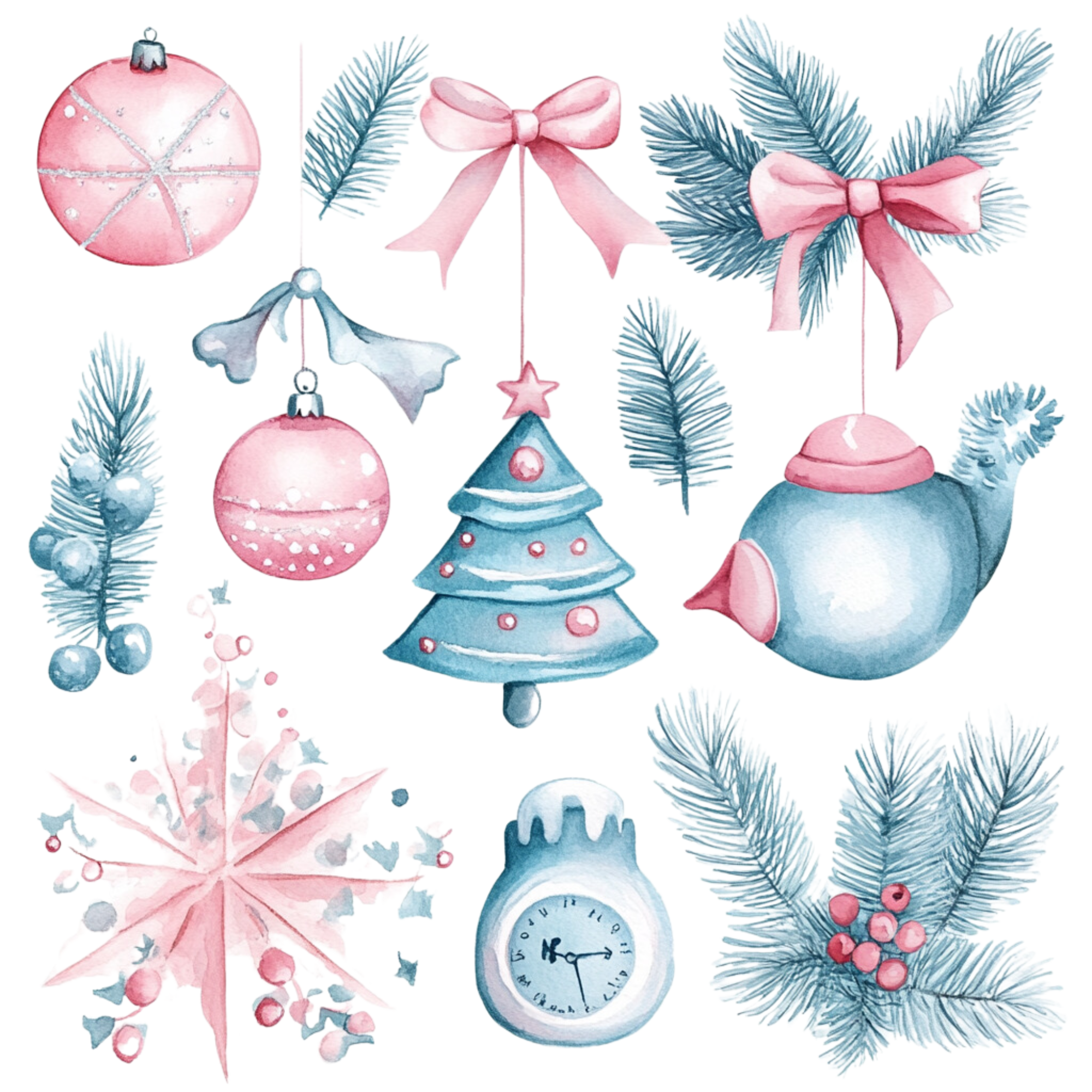 Pink Blue Christmas Collection DTF Transfer