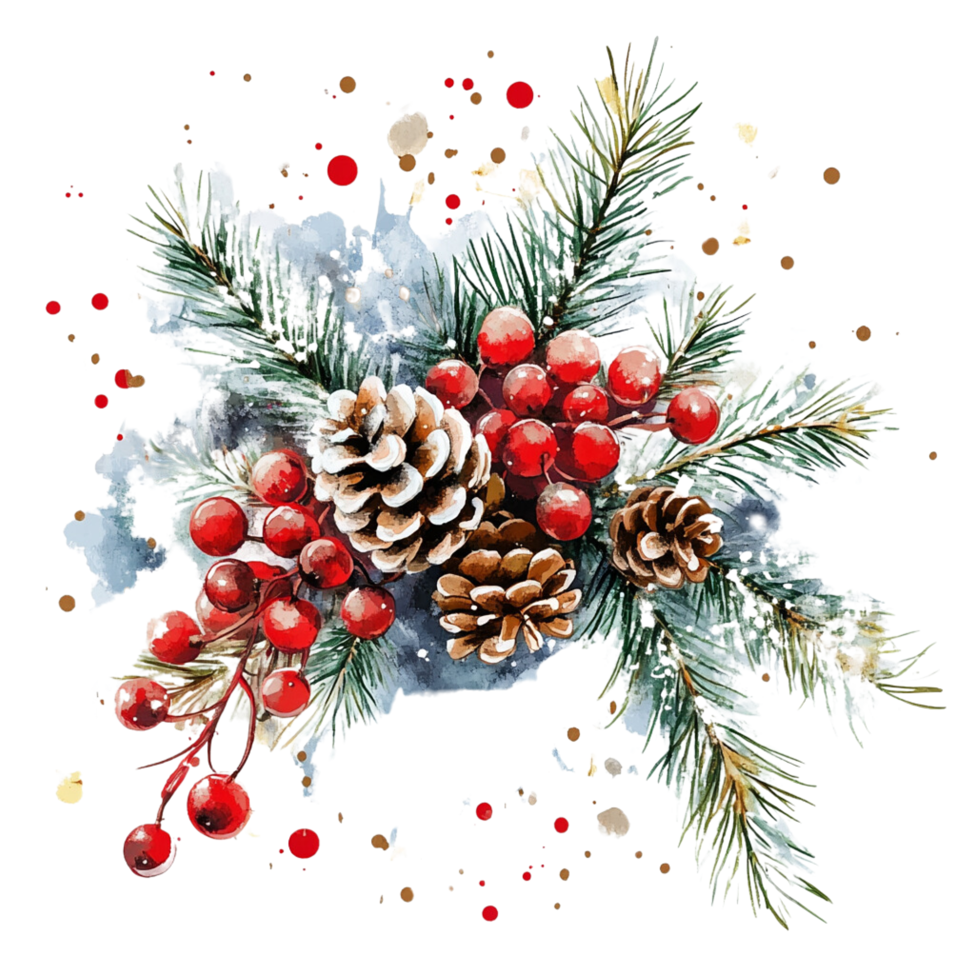 Christmas Pine Berry Arrangement DTF Transfer